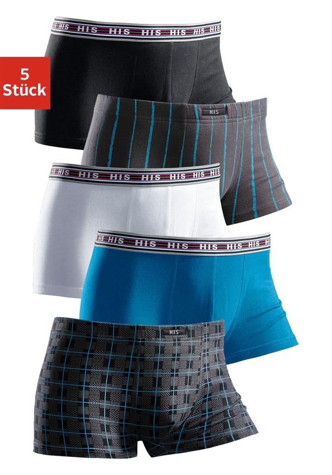 Boxershorts, (Packung, 5 St.), in Hipster-Form aus Baumwoll-Stretch