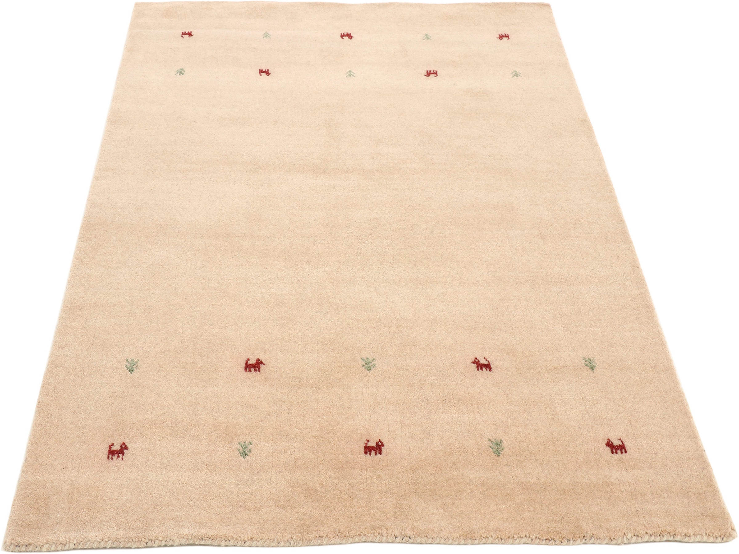 carpetfine Wollteppich »Gabbeh Uni, auch als Läufer und Rund erhältlich«, rechteckig, 15 mm Höhe, reine Wolle, handgewebt, Gabbeh Loom Tiermotiv, grosse Farbauswahl