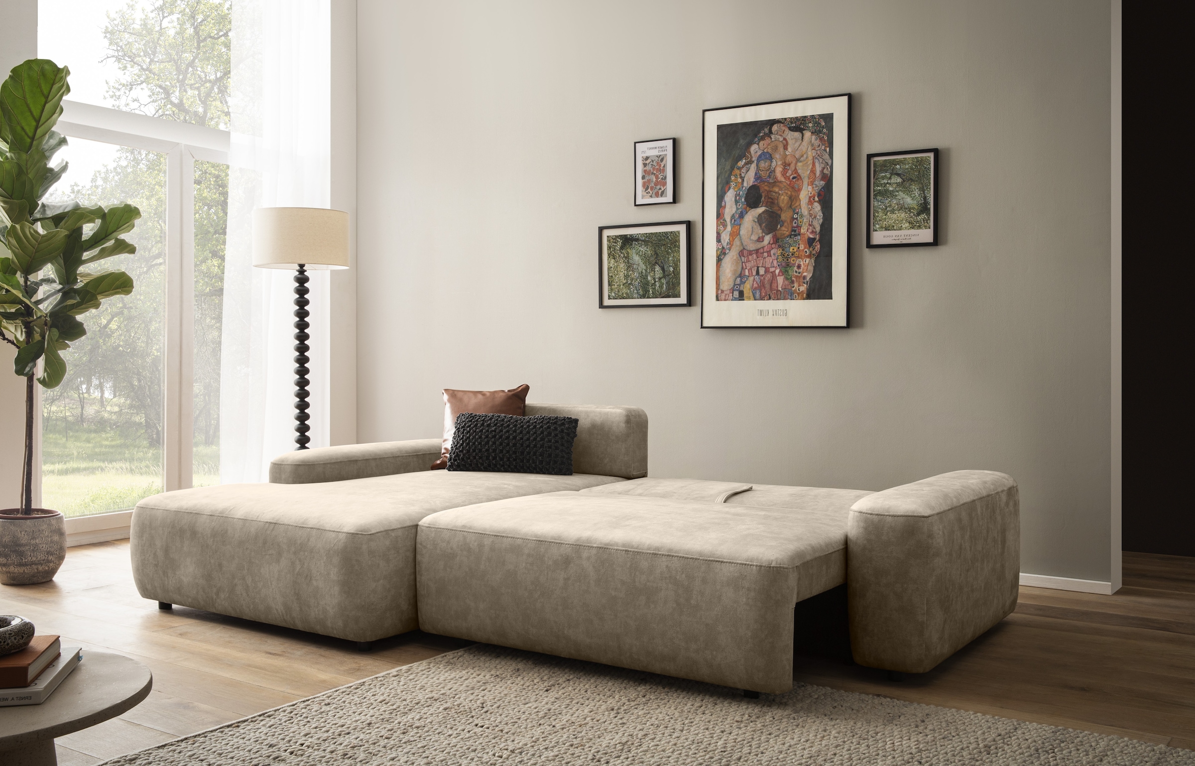 INOSIGN Ecksofa »TORGE (264cm), Schlafsofa in Cord, Samtvelours o Struktur fein, L-Form«, Schlaffunktion, Bettkasten, Liegefläche: 125/210 cm