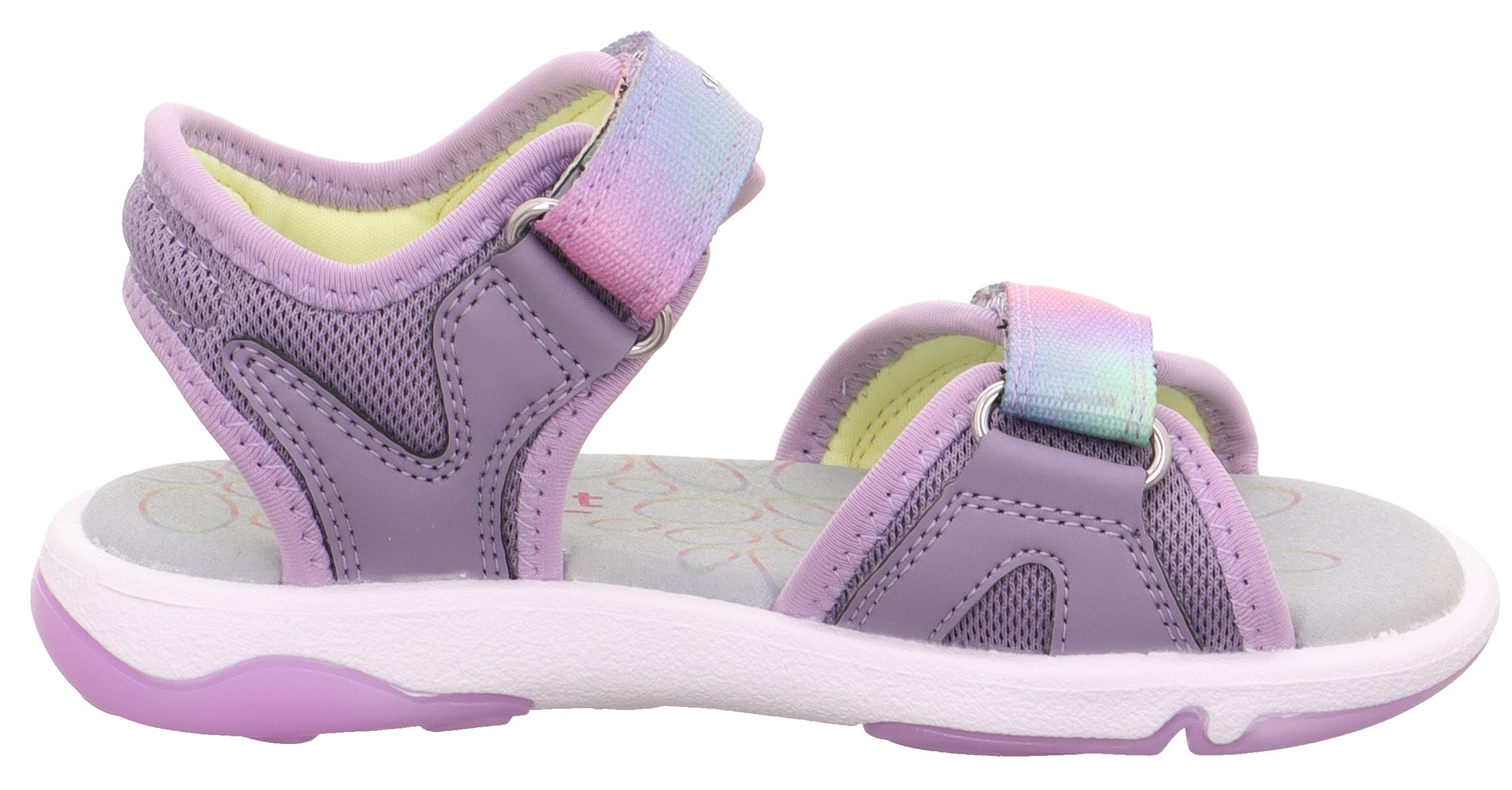 Superfit Sandale »PEBBLES WMS: mittel«, Sandalette mit süssem Glitzerverschluss, Grössenschablone zum Download