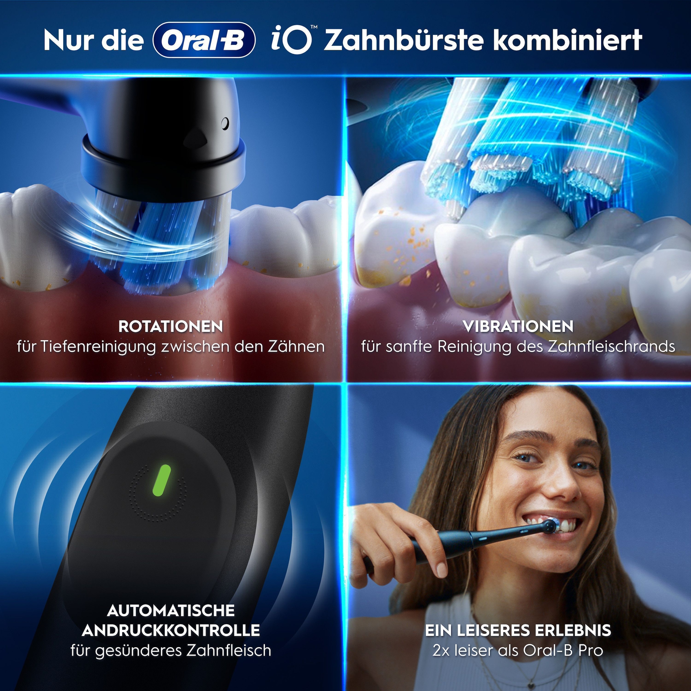Oral-B Brosse à dents électrique »iO Series 2« 2 cuis Aufsteckbürsten Doppelpack, 2 Aufsteckbürsten, Reise-Etui