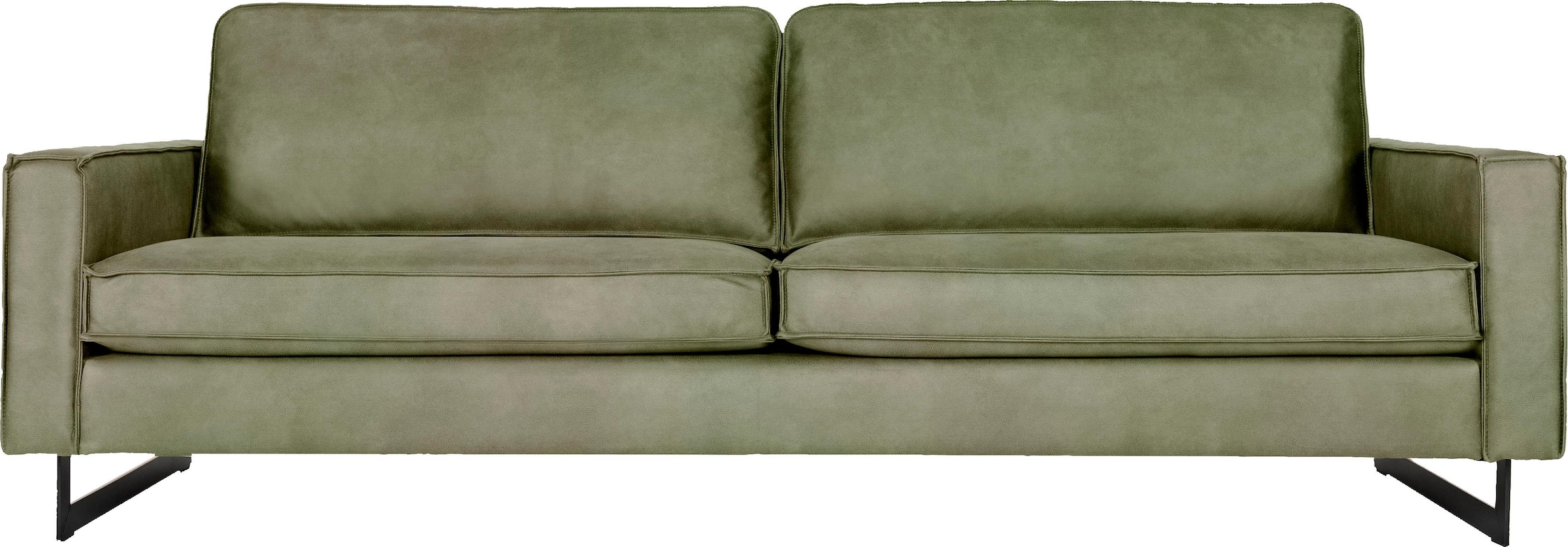 Places of Style 3-Sitzer »Maxi-Ausführung Pinto, 236 cm, Cord, Chenille, Lederoptik«, mit Keder, schwarze Metallfüsse, Wellenunterfederung