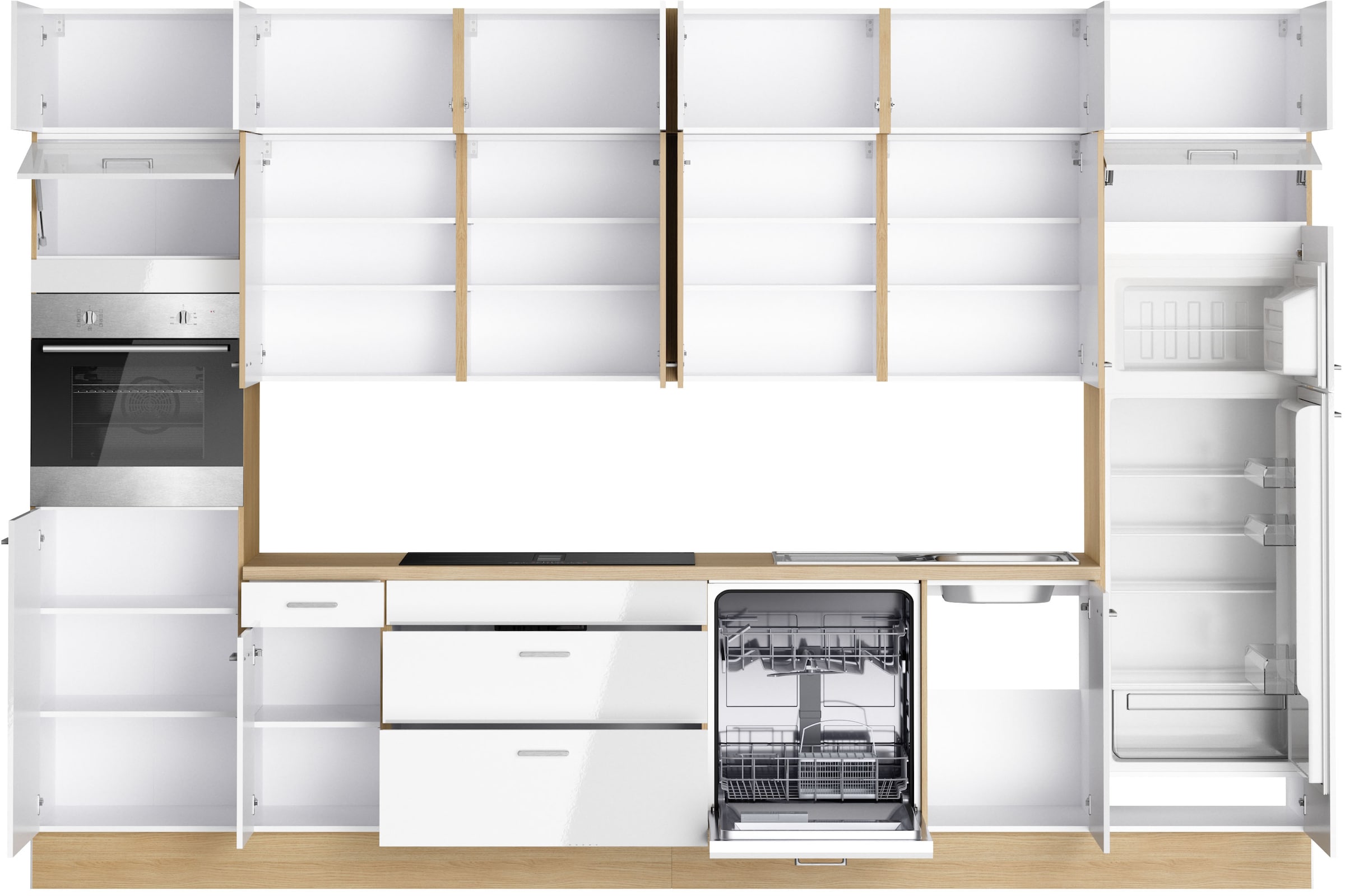KOCHSTATION Küchenzeile »KS-Lucy« Breite 360 cm, Soft-Close, inkl. Zubehör, wahlweise mit E-Geräten