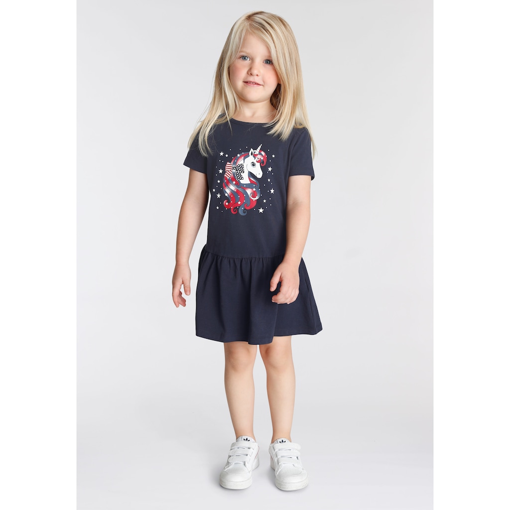 KIDSWORLD Jerseykleid »Einhorn«, mit süssem Volant am Saum