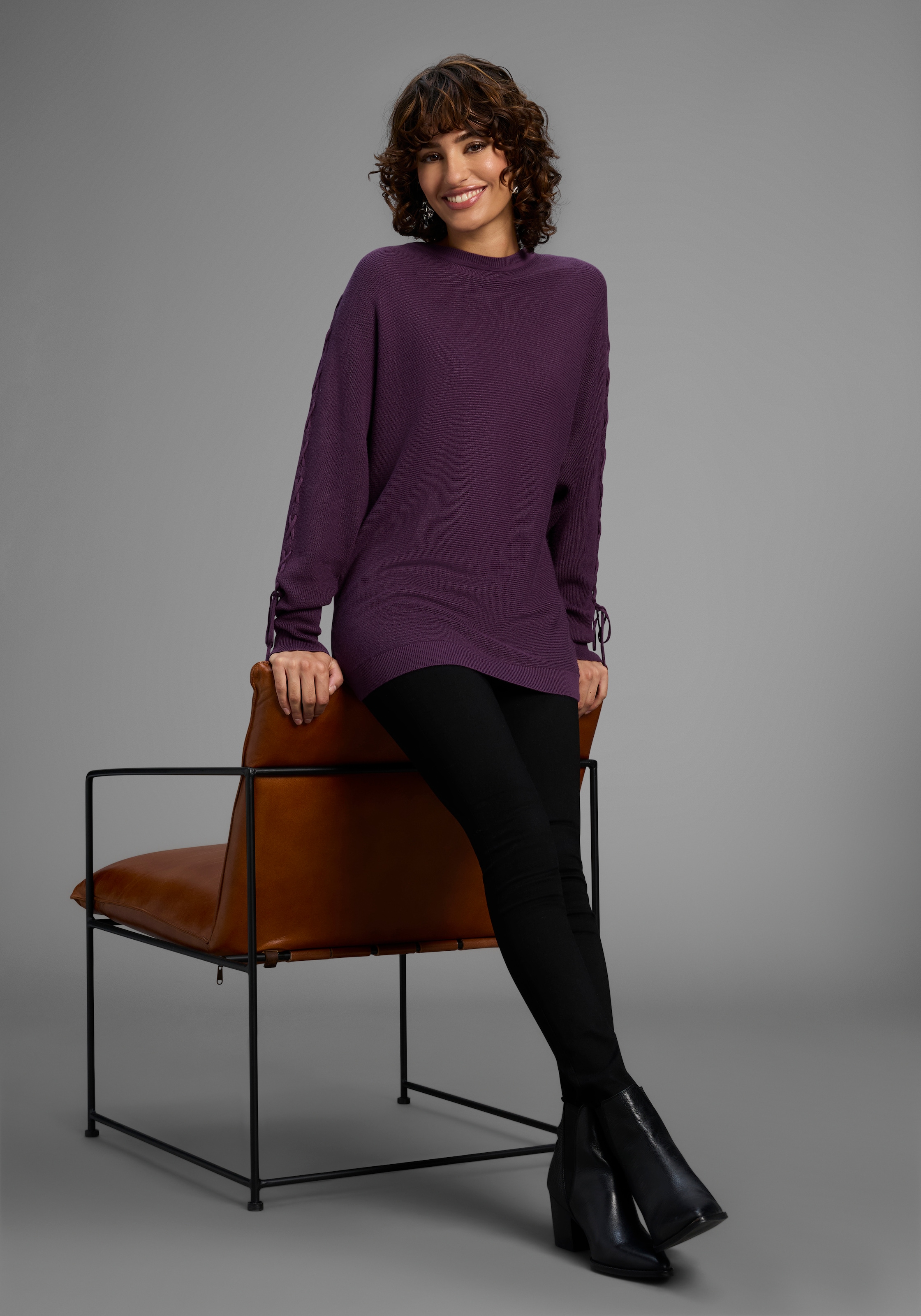 Laura Scott Fledermauspullover, mit femininen Schnürdetails - NEUE KOLLEKTION
