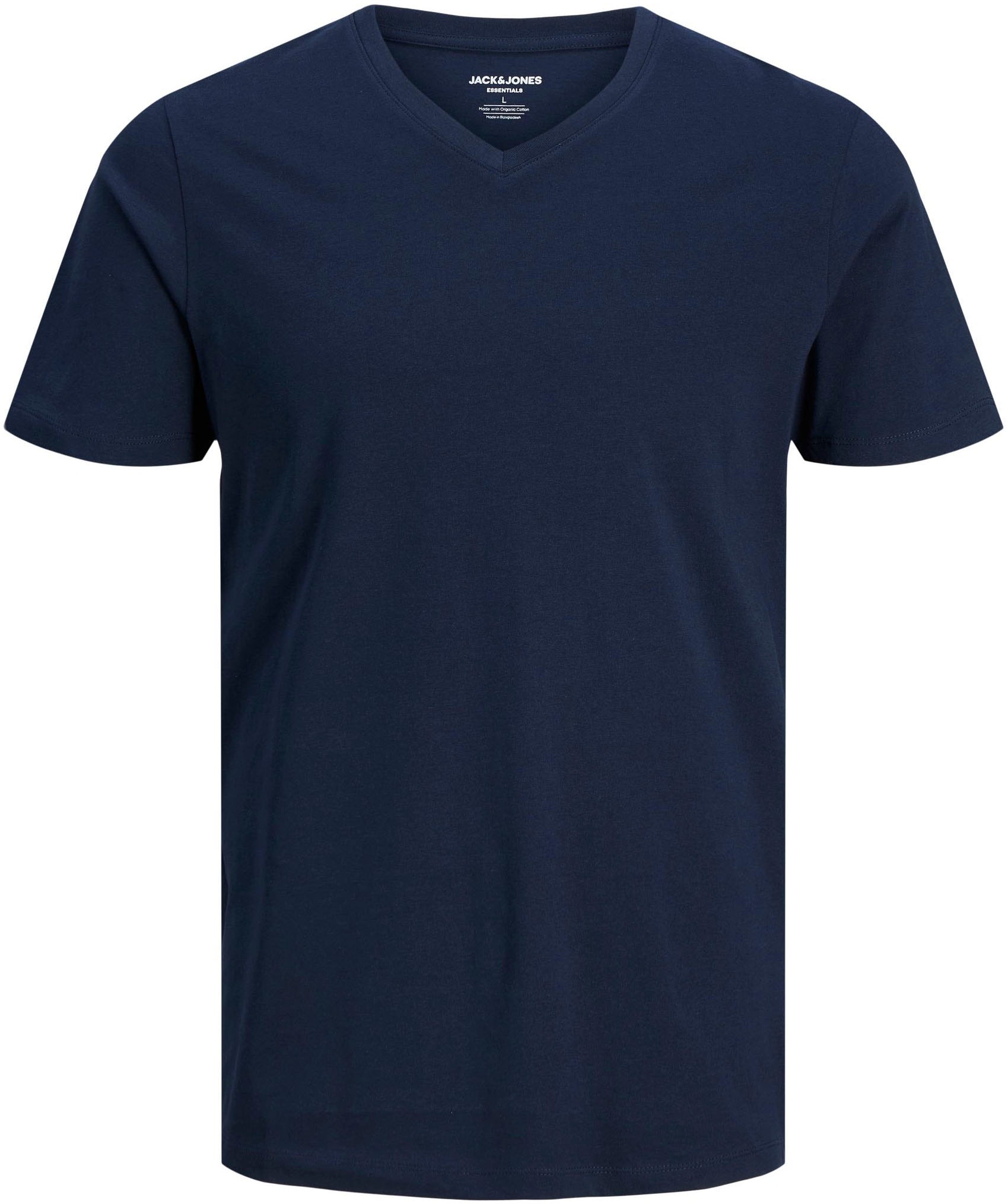 Jack & Jones V-Shirt »JJEORGANIC mit V-Ausschnitt, lässig kombinierbar, ideal für Alltag«, unifarben, modisch, regular fit, Baumwolle, V-Ausschnitt