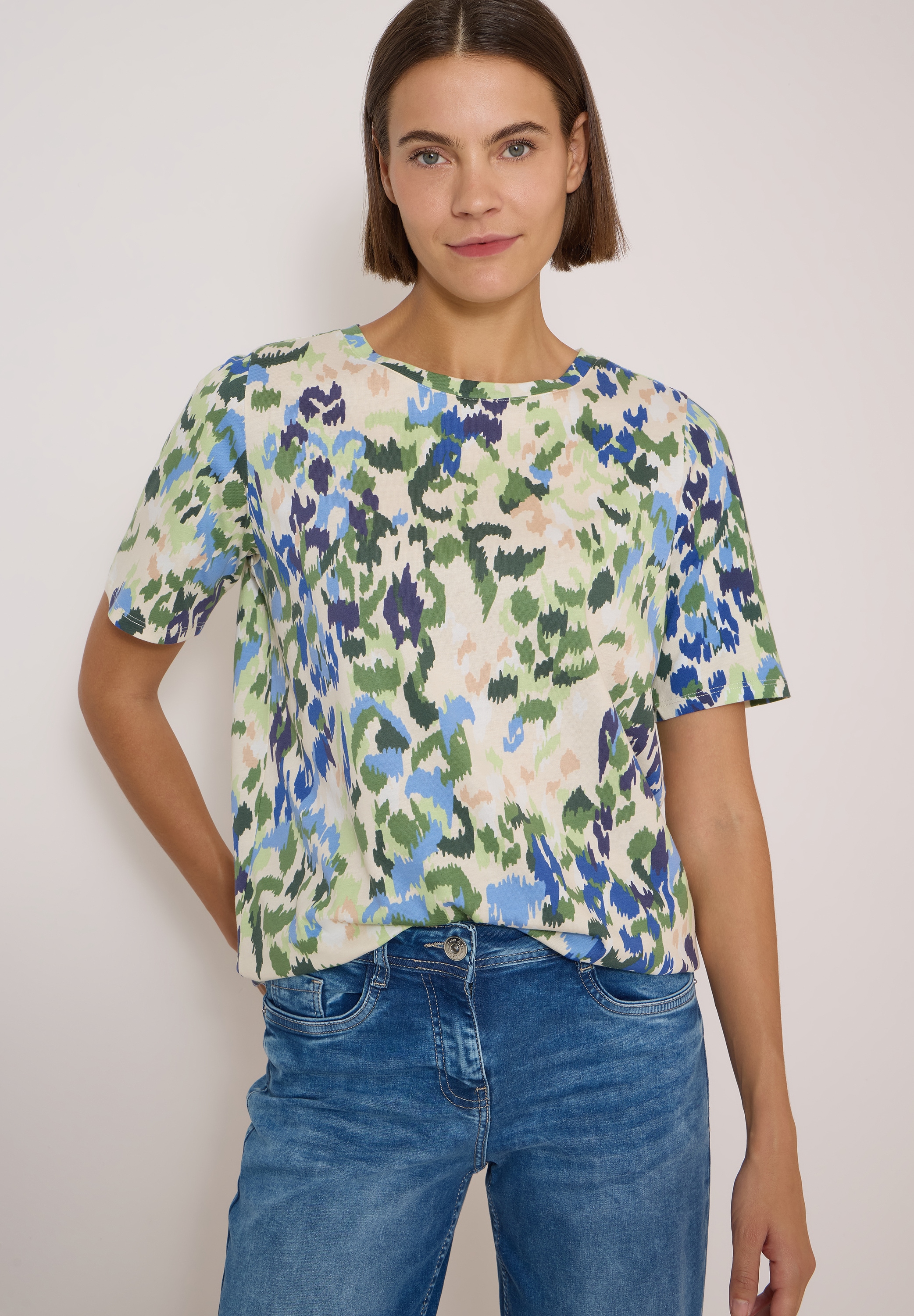 Image of Cecil Kurzarmshirt Sommershirt mit Boat Neck und Print