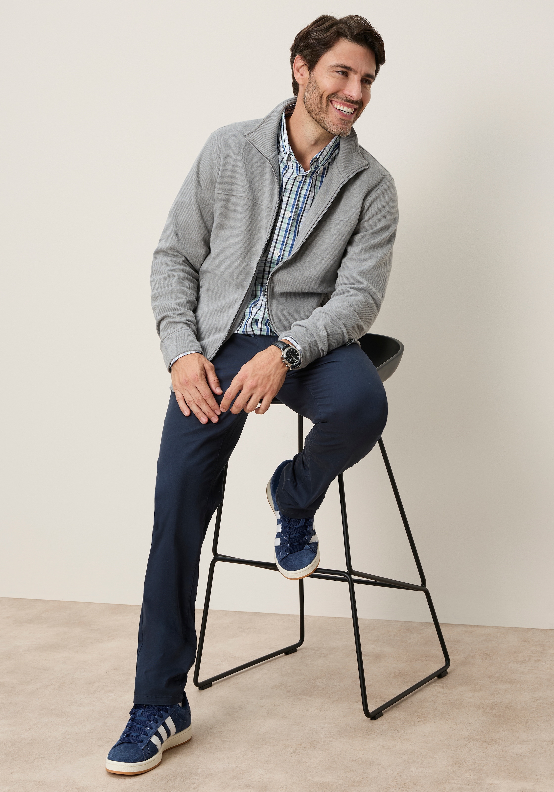Man's World Veste sweat avec col montant, manches longues