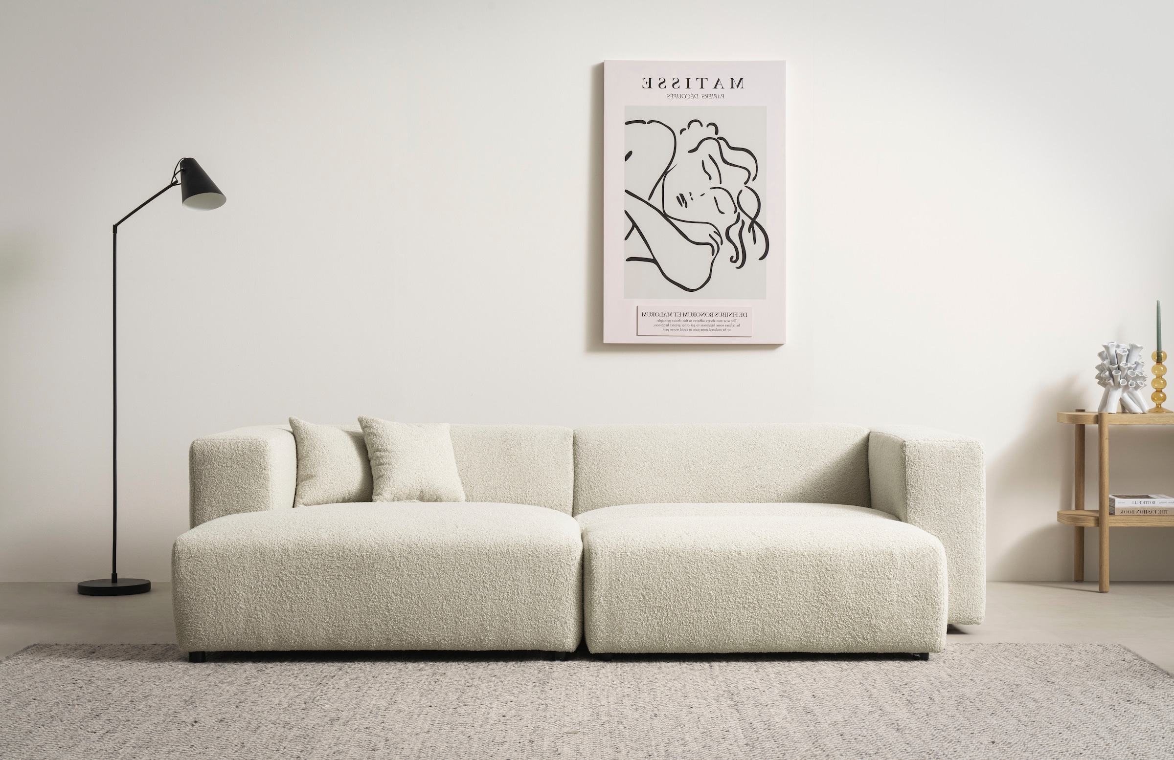 andas Polsterecke »BAKELS, Ecksofa-Set mit Hocker, L-Form mit Schlaffunktion«, Ecksofa-Set (incl. Hocker) im trendigen Megacord