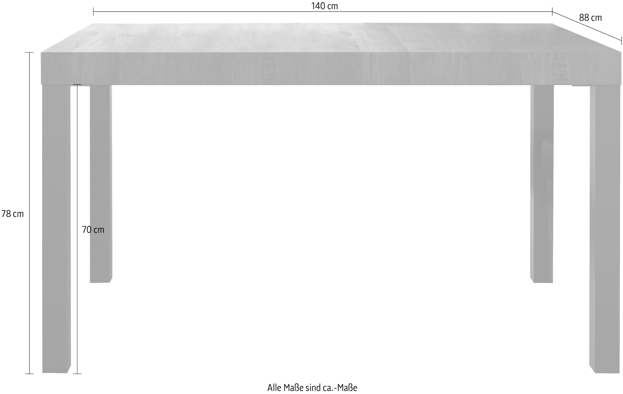 Home affaire Esstisch »Everest 140 x 88 cm, Küchentisch, Esszimmertisch« moderner rechteckiger Esstisch mit Metallbeinen