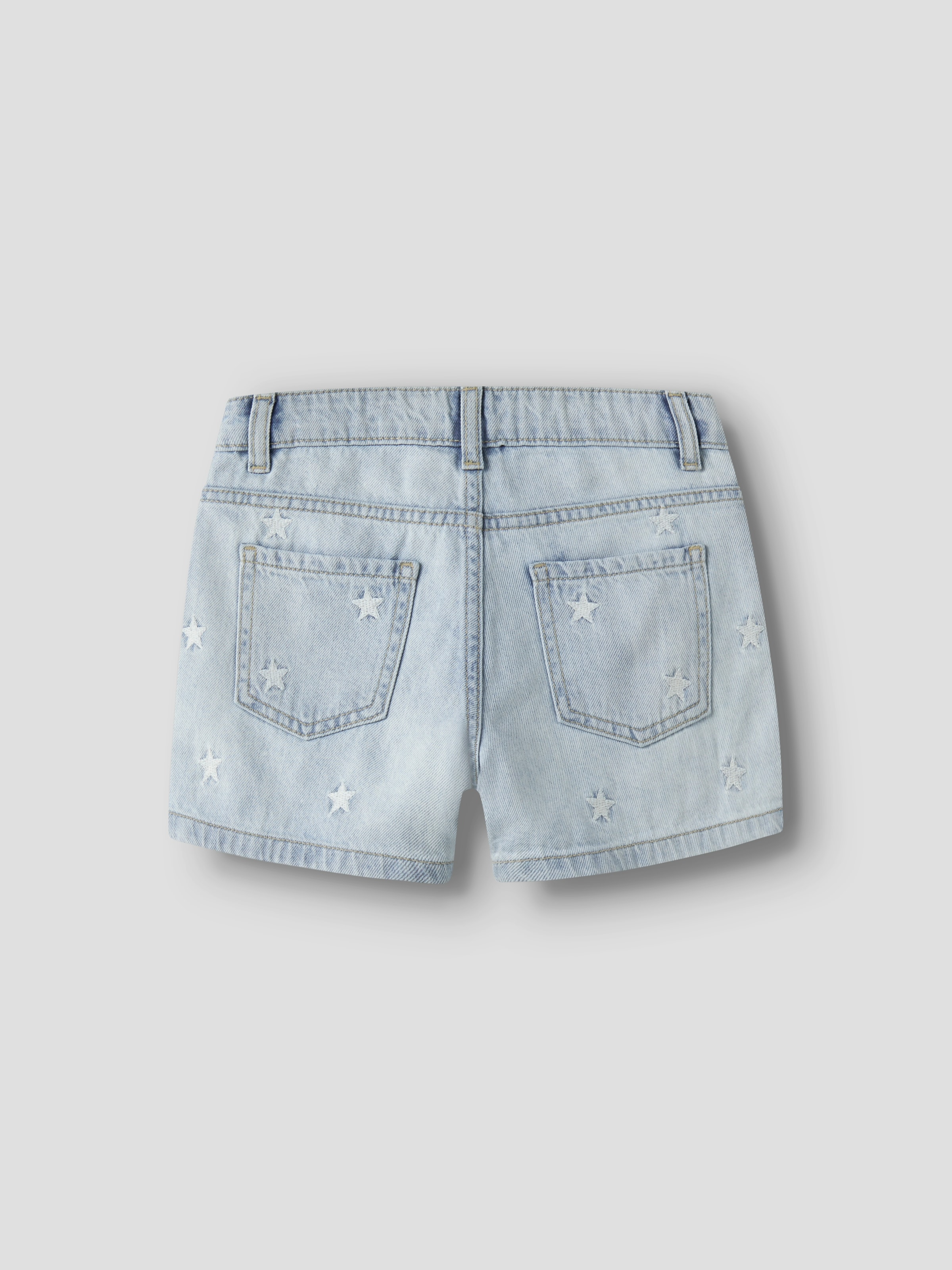 Name It Short en jean »NKFBELLA REG DNM SHORTS 3674-BE NOOS« Baumwolle, verstellbarer Bund, bestickte Details