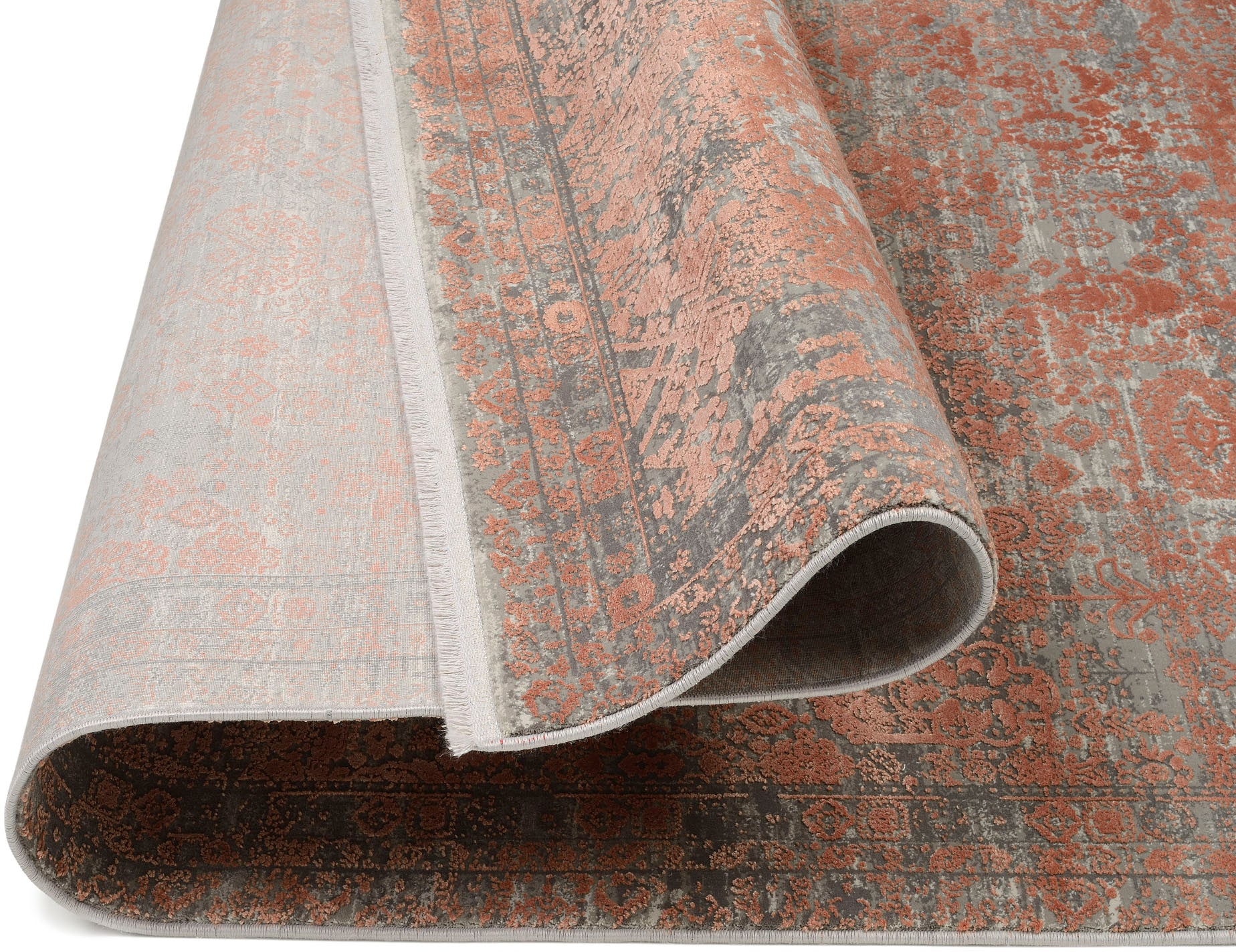OCI DIE TEPPICHMARKE Tapis »COLOUR TADI« Rectangulaire 8 mm Höhe Glanz Viskose, mit Fransen, Hoch Tief Struktur, Vintage, Wohnzimmer