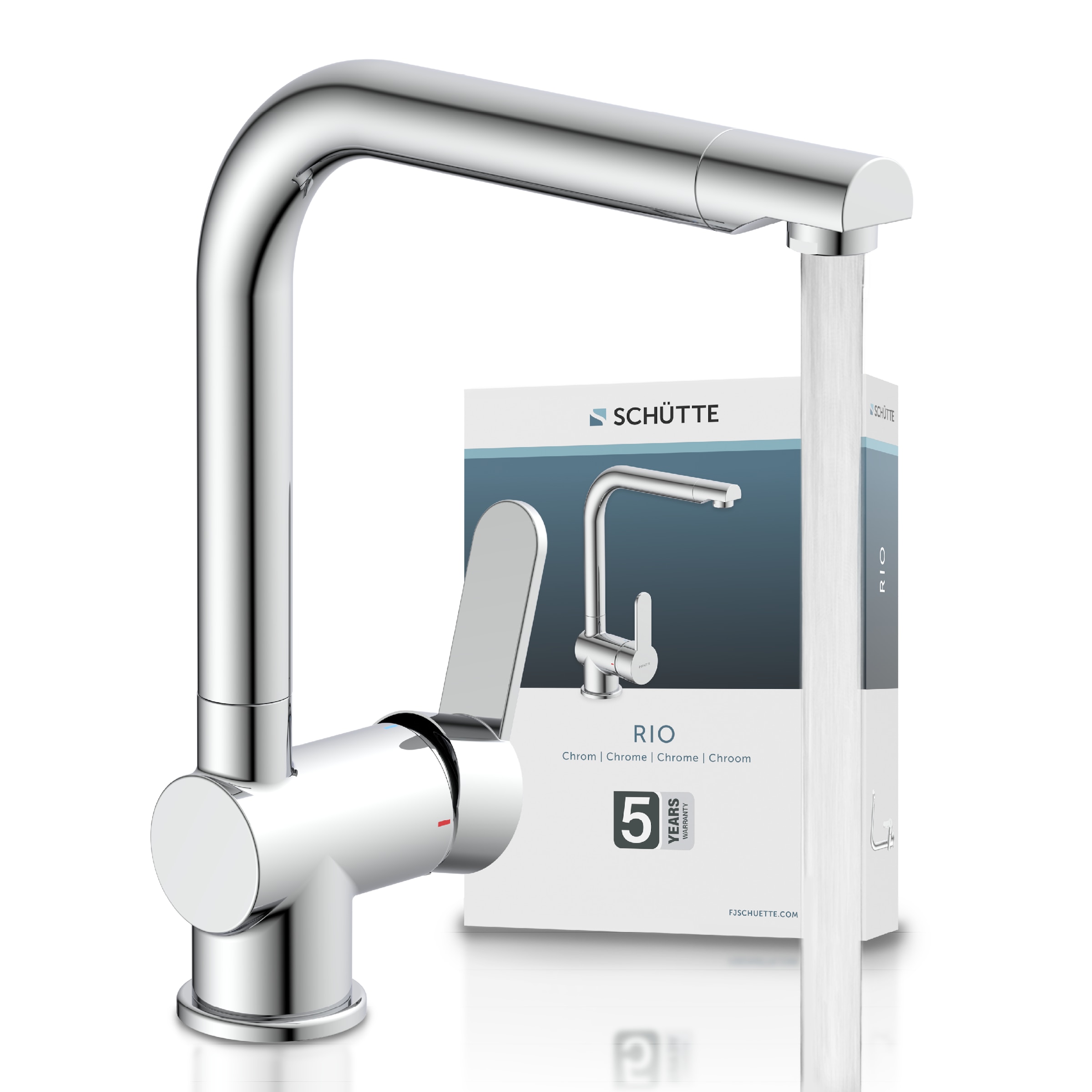 Image of Schütte Spültischarmatur "RIO Schütte" Küchenarmatur, rund, Cold-Start, 360 schwenkbar, Marken-Mischdüse