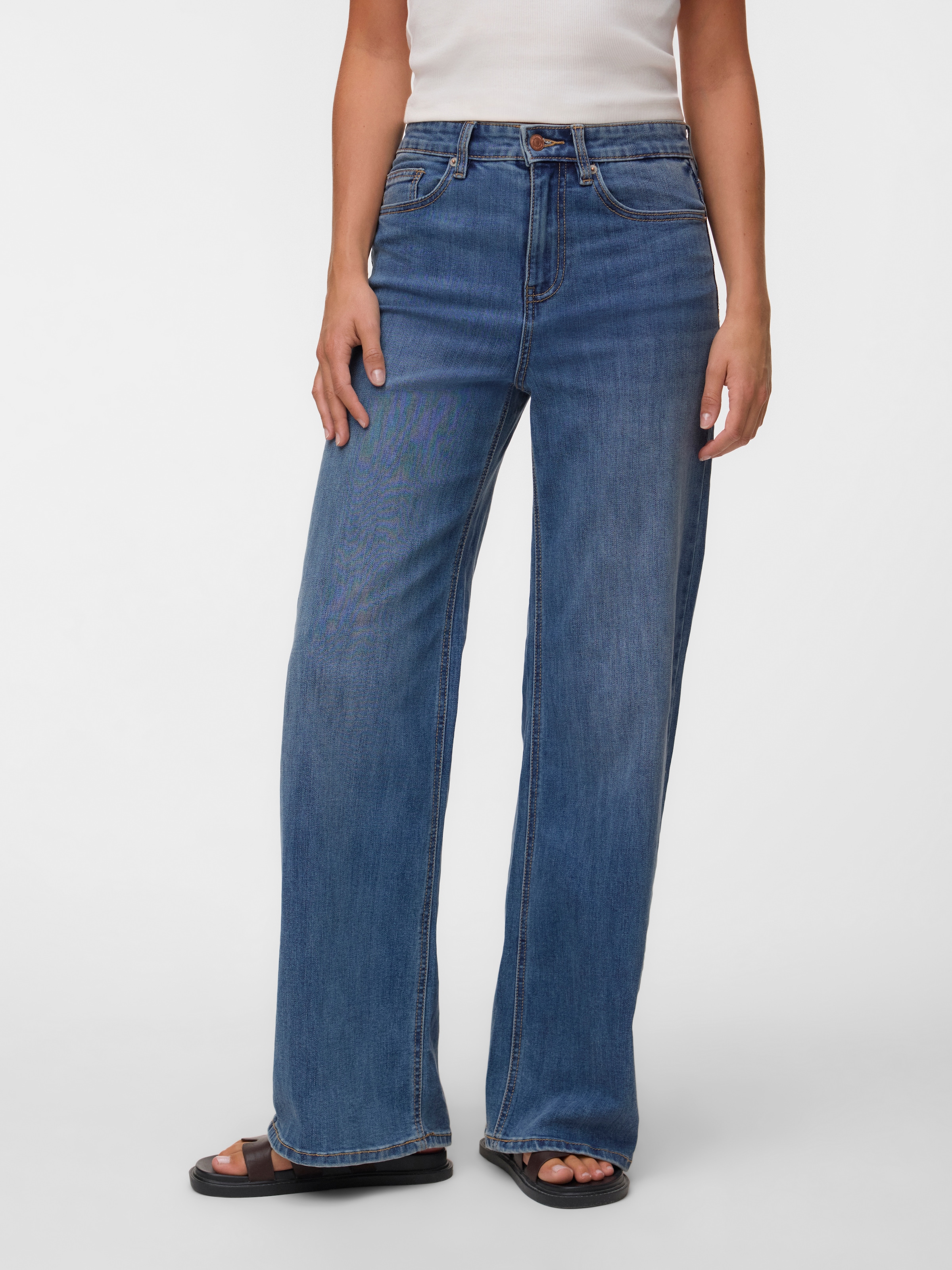 Image of Vero Moda High-waist-Jeans "VMOLIVIA STRETCH HR WIDE JNS LI3182 NOOS" Baumwollmischung, high waist, wide fit