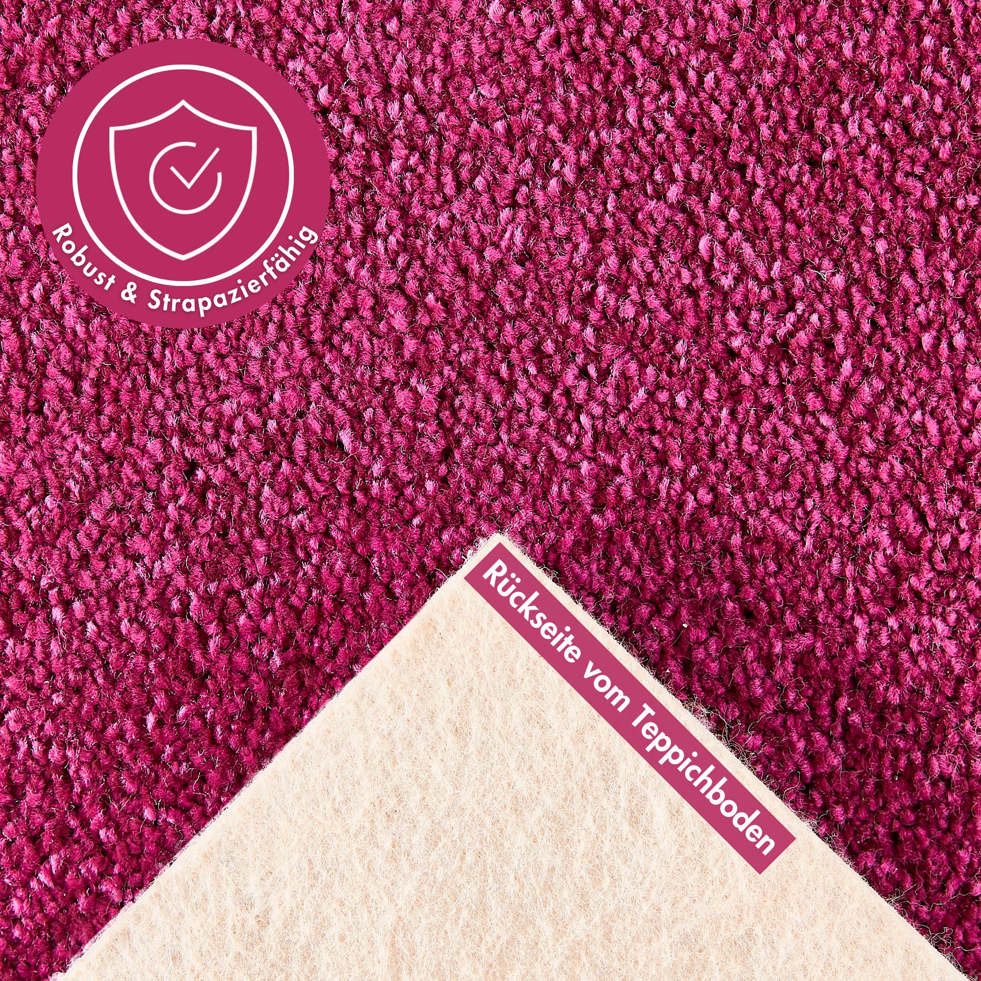 Andiamo Teppichboden »Sophie, Frisee-Velours, Made in Netherlands«, rechteckig, 12 mm Höhe, Uni Farben, Breite 400 cm oder 500 cm, strapazierfähig & pflegeleicht