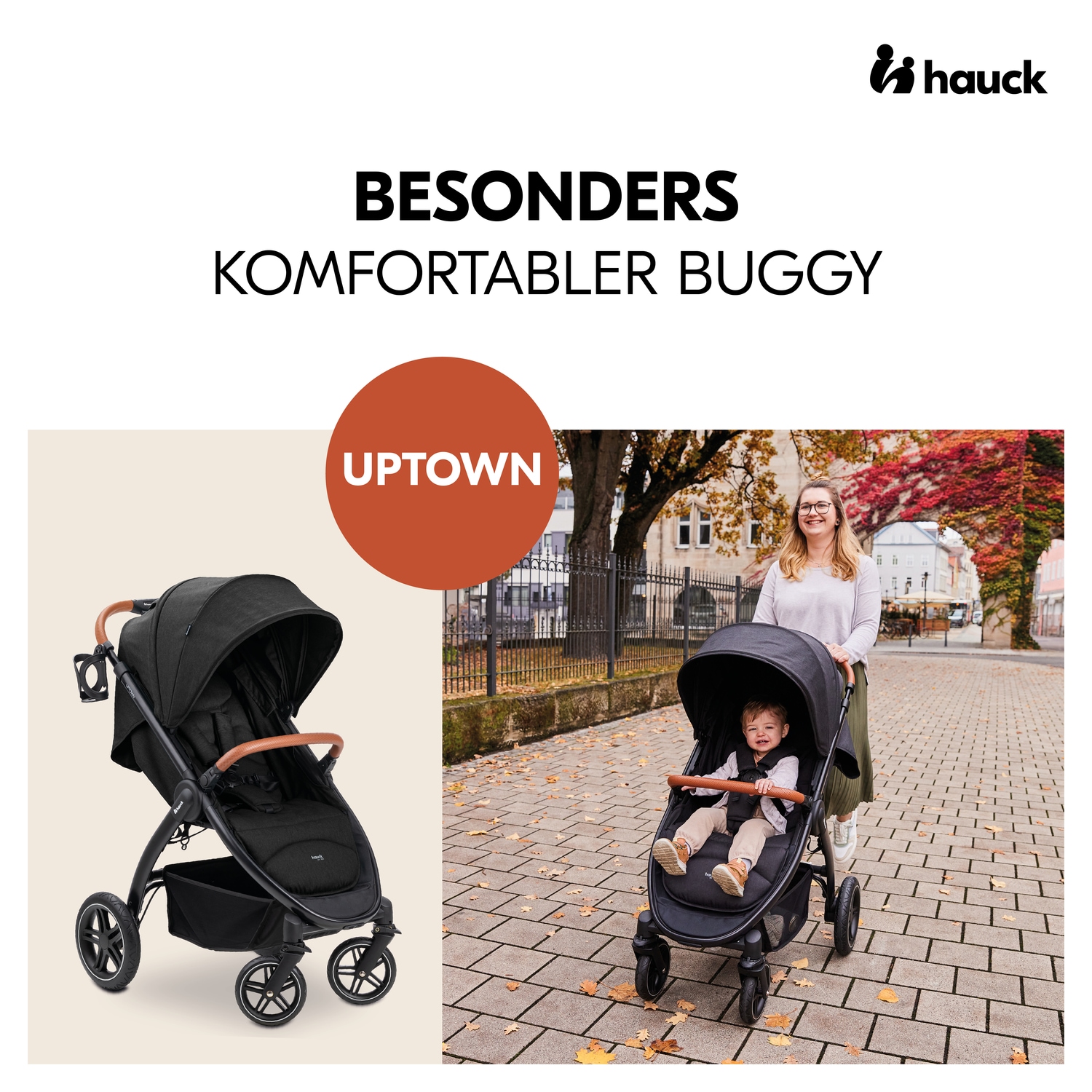 Hauck Poussette pour enfants »Uptown, Black Melange« 22 kilos bis 22 kg belastbar