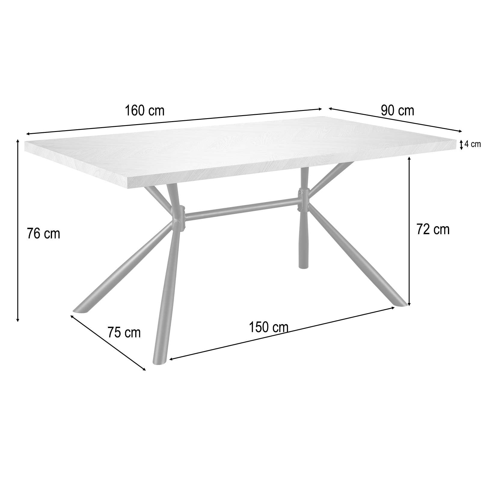 GOODproduct Esstisch »Larchant« Tischplatte in Fischgrätoptik, schwarze Metallbeine, Höhe 76 cm