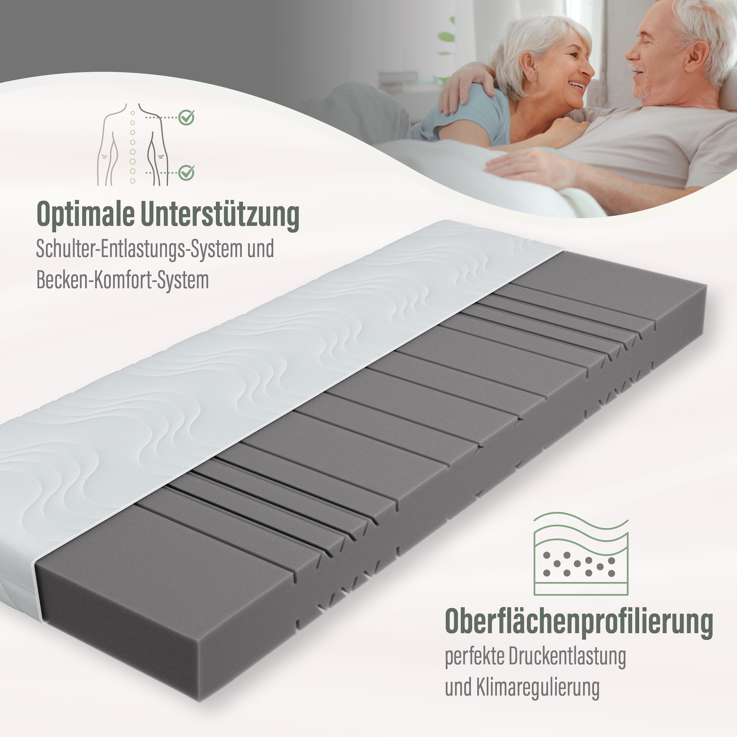 Beco Komfortschaummatratze »Marissa, 7 Zonen Matratze 90x200, 140x200 cm & weitere Grössen« 18 cm hoch Raumgewicht: 30 kg/m³ 1 Stk. tlg. ergonomischer Schlaf , getestet in 90x200, H3, Ausgabe 10/2025