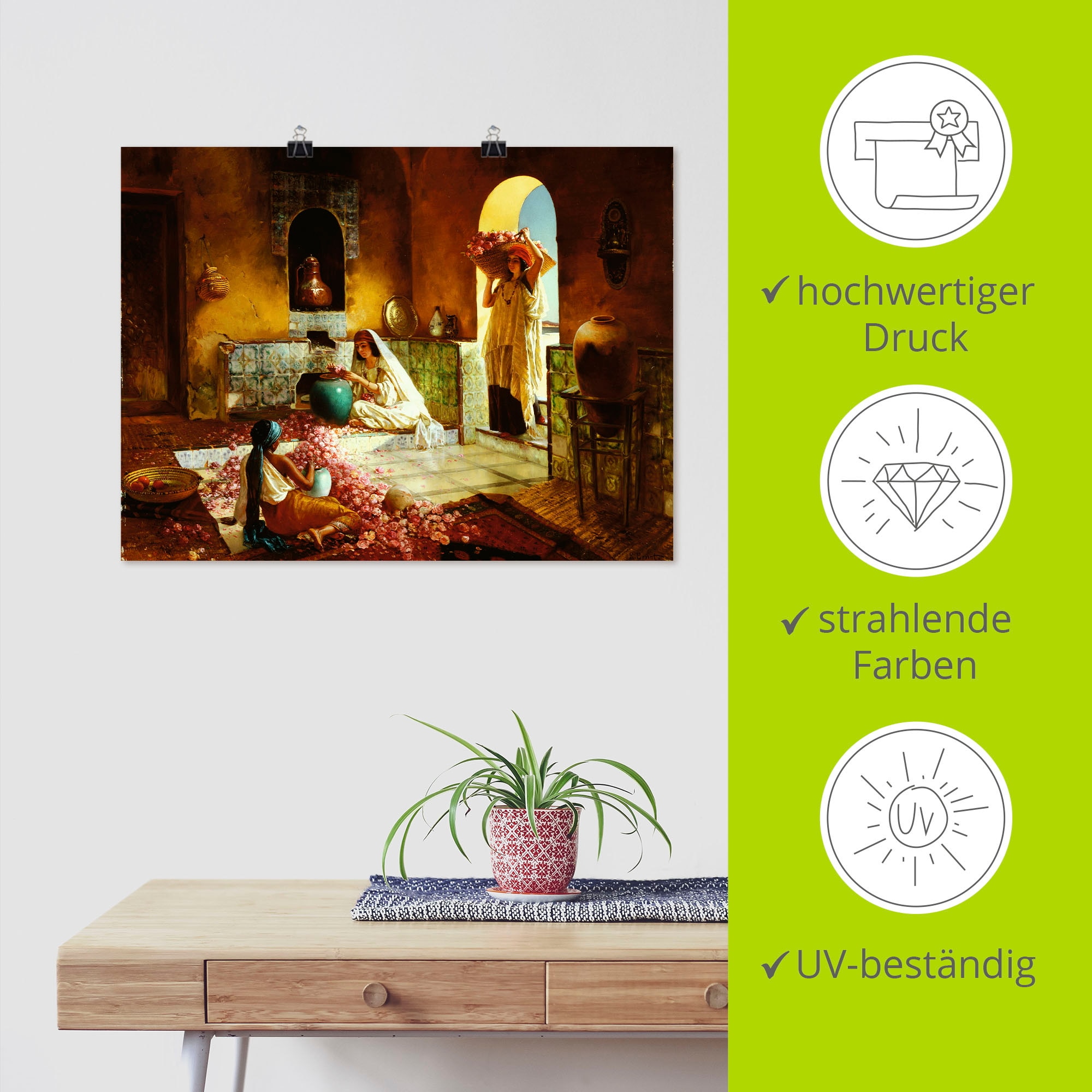 Artland Fresque murale »Die Rosenernte.« 1 cuis tlg. als Leinwandbild, Poster in verschied. Grössen