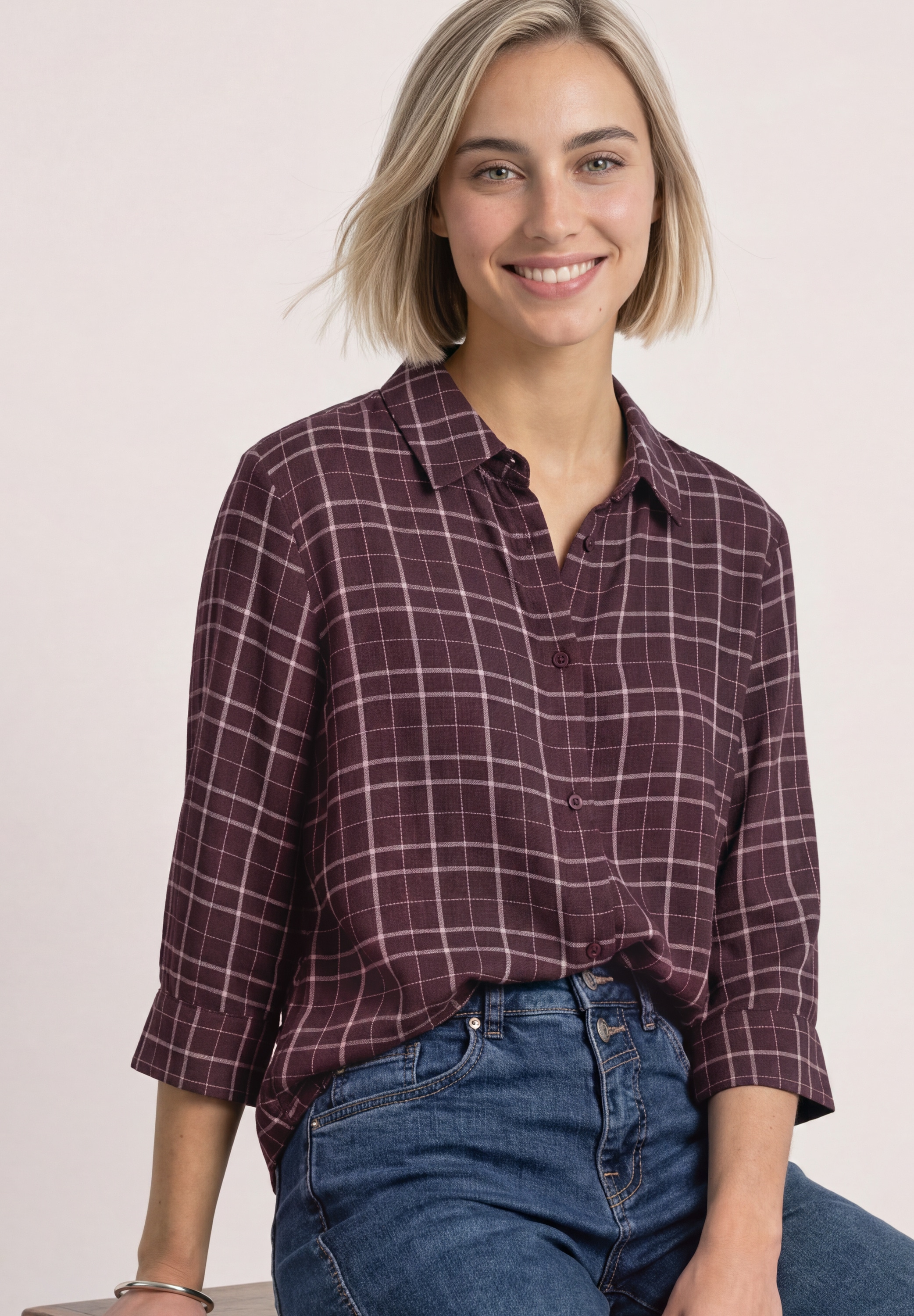 Image of STREET ONE Druckbluse 3/4-Arm Hemdbluse / kariert