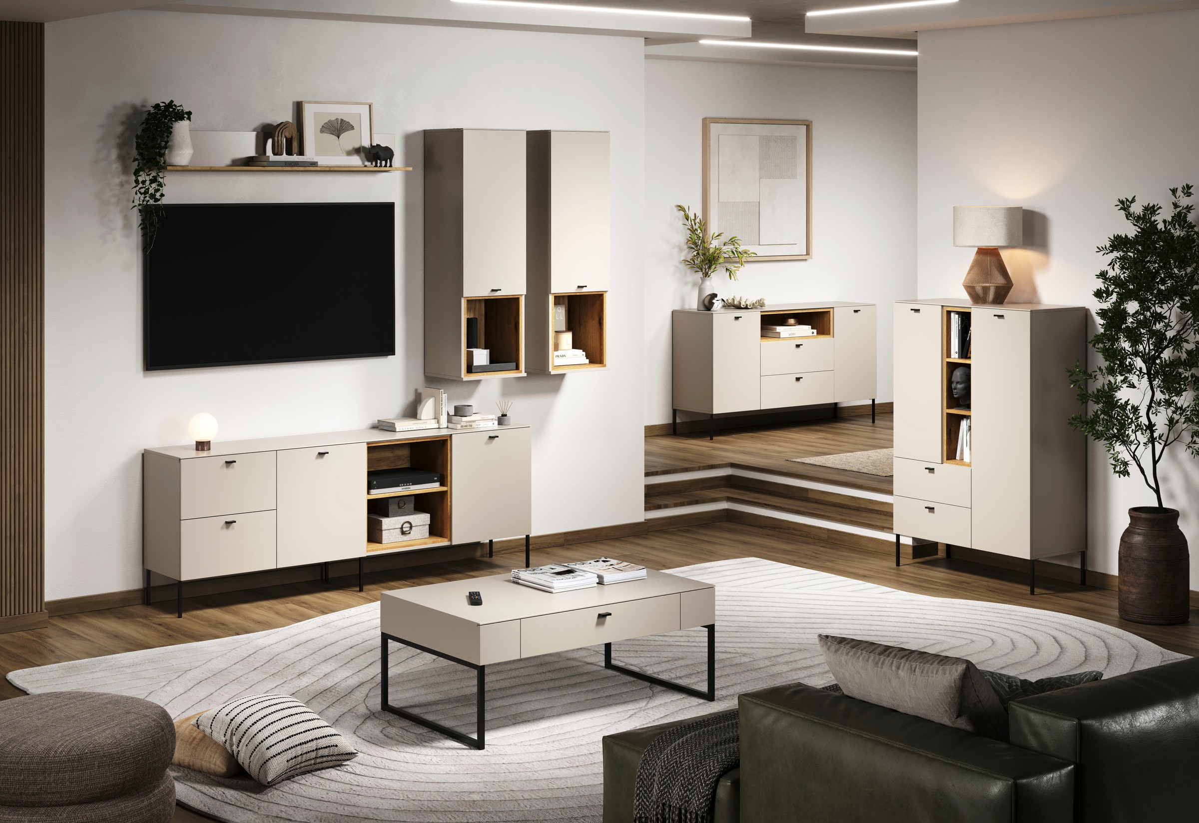 Places of Style Sideboard »San Pedro«, (1 St.), Anrichte mit Griffen und Füssen aus Metall - (B/T/H) 197/42/85 cm