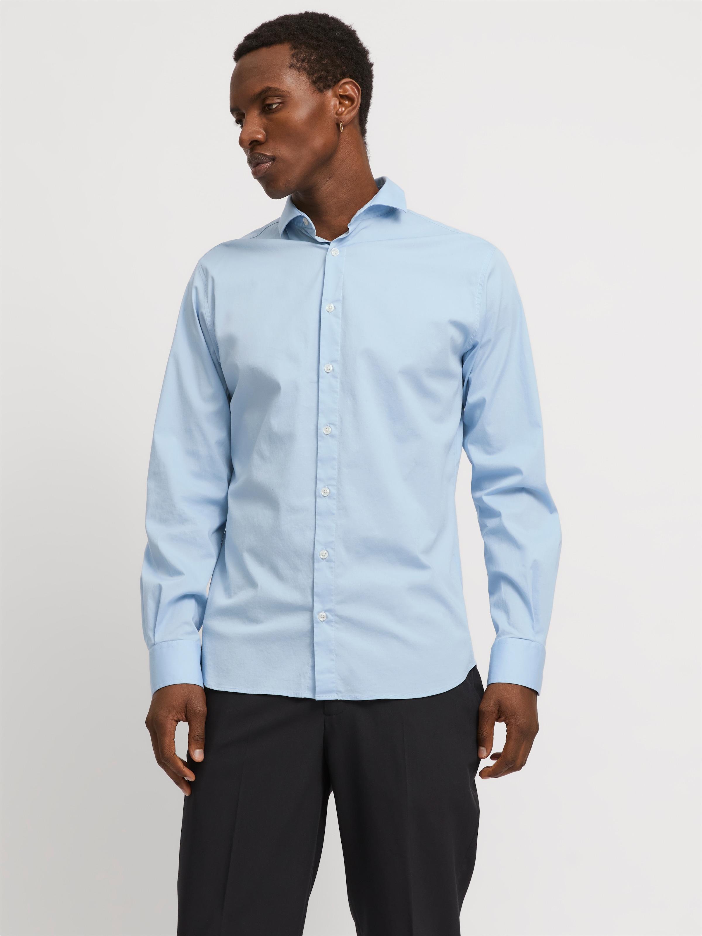 Image of Jack & Jones Langarmhemd "JPRBLAJAXON mit Stretchanteil und stylischem Kragen" unifarben, slim fit, Web, Hemdkragen, atmungsaktiv