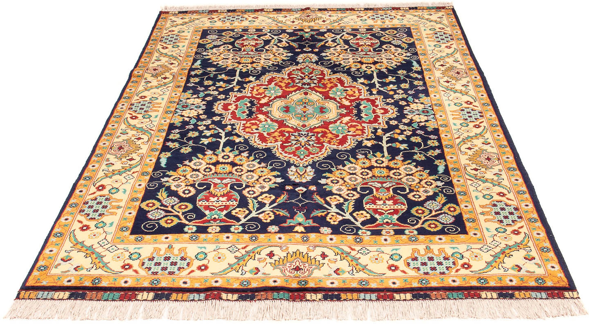 Image of morgenland Orientteppich »Afghan - 213 x 151 cm - dunkelblau«, rechteckig, 7 mm Höhe, Wohnzimmer, Handgeknüpft, Einzelstück mit Zertifikat bei Ackermann Versand Schweiz