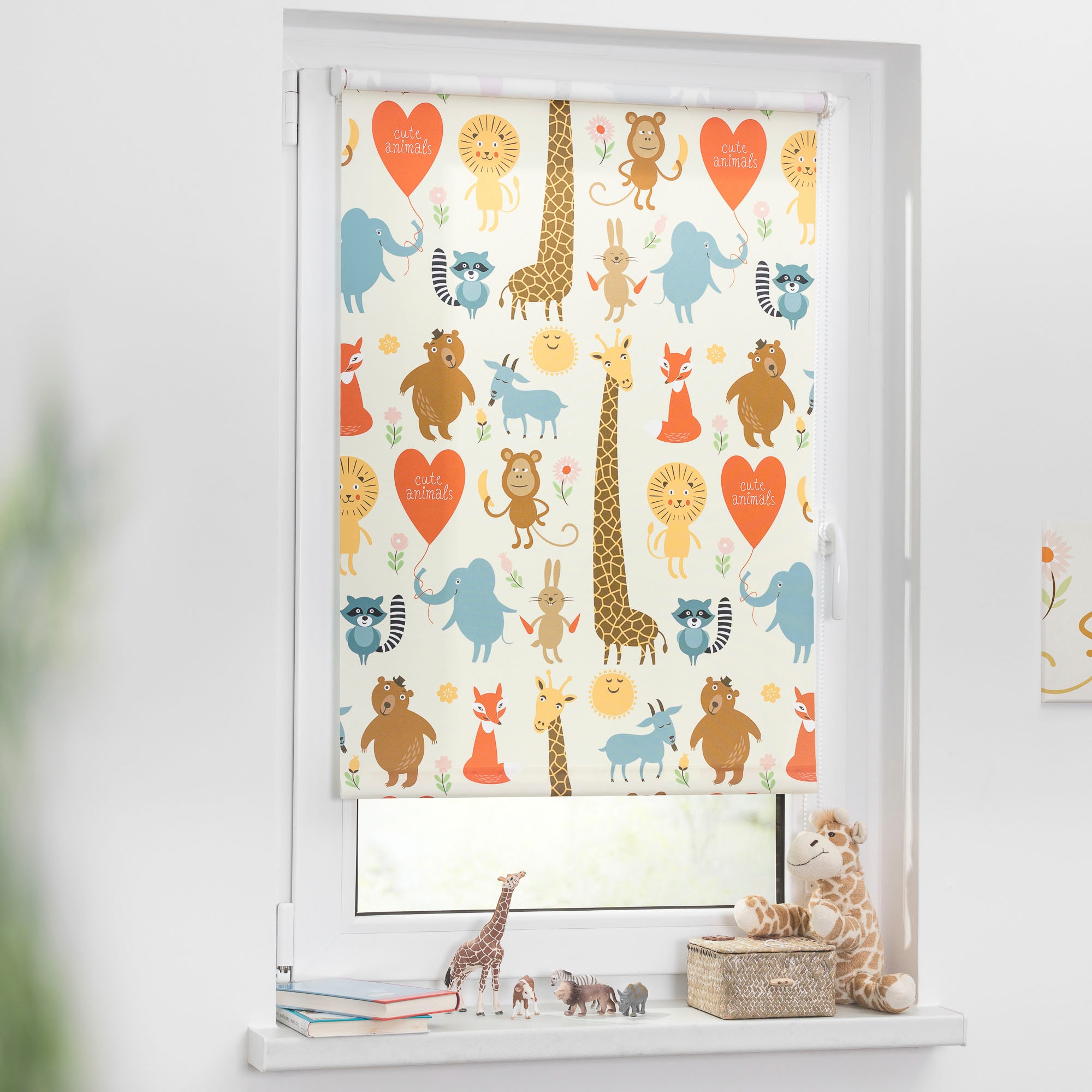 LICHTBLICK ORIGINAL Seitenzugrollo »Klemmfix Digital Cute Animals« verdunkelnd energiesparend ohne Bohren freihängend bedruckt