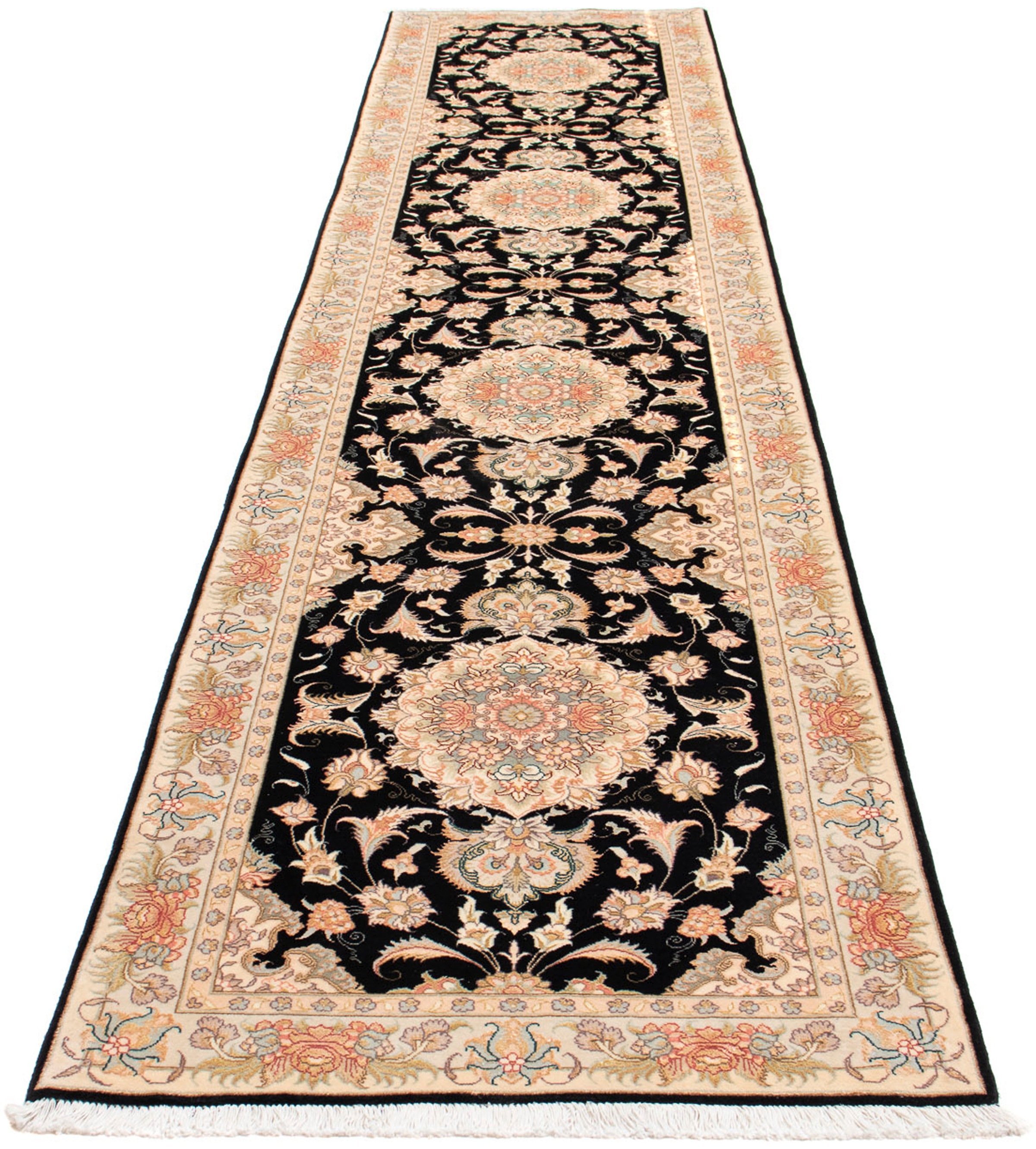 Image of morgenland Orientteppich »Perser - Täbriz - Royal - 419 x 87 cm - dunkelblau«, rechteckig, 7 mm Höhe, Wohnzimmer, Handgeknüpft, Einzelstück mit Zertifikat bei Ackermann Versand Schweiz