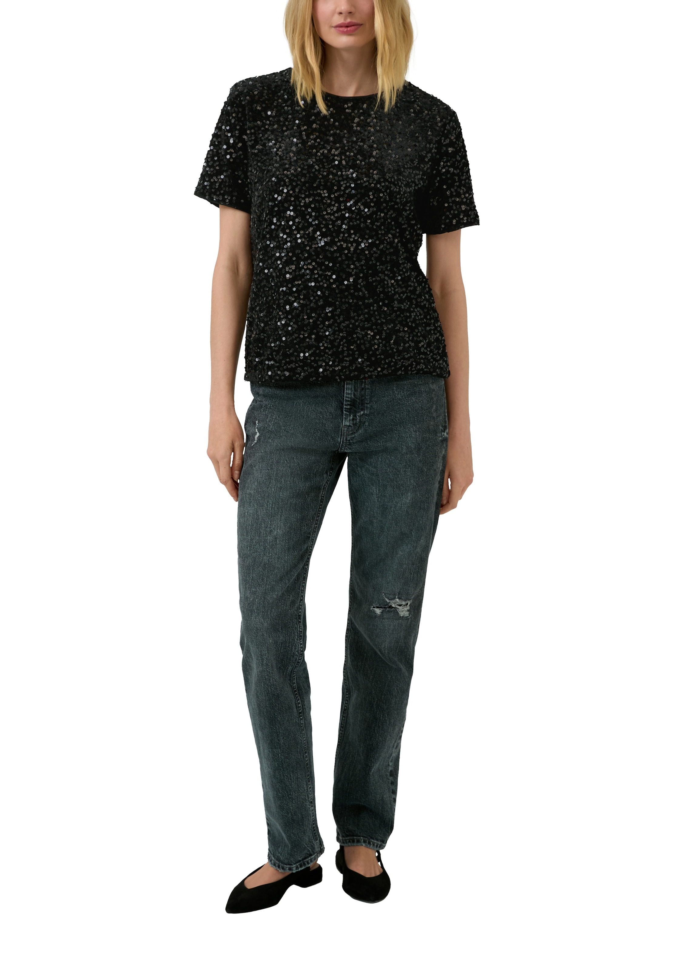 s.Oliver T-shirt à paillettes kurzarm und mit Rundhals