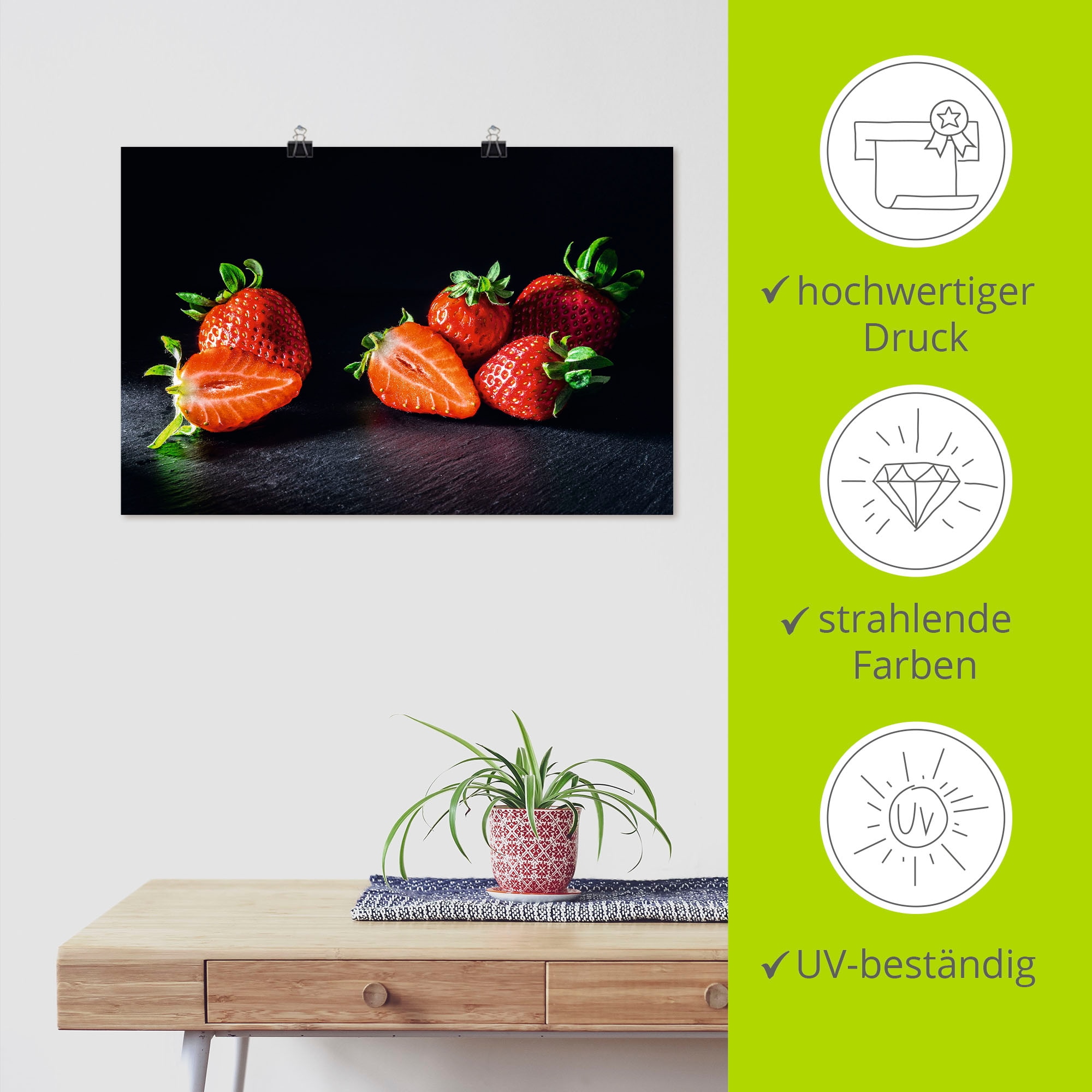 Artland Wandbild »Erdbeeren, süss und fruchtig«, Obst Bilder, (1 St.), als Leinwandbild, Poster in verschied. Grössen