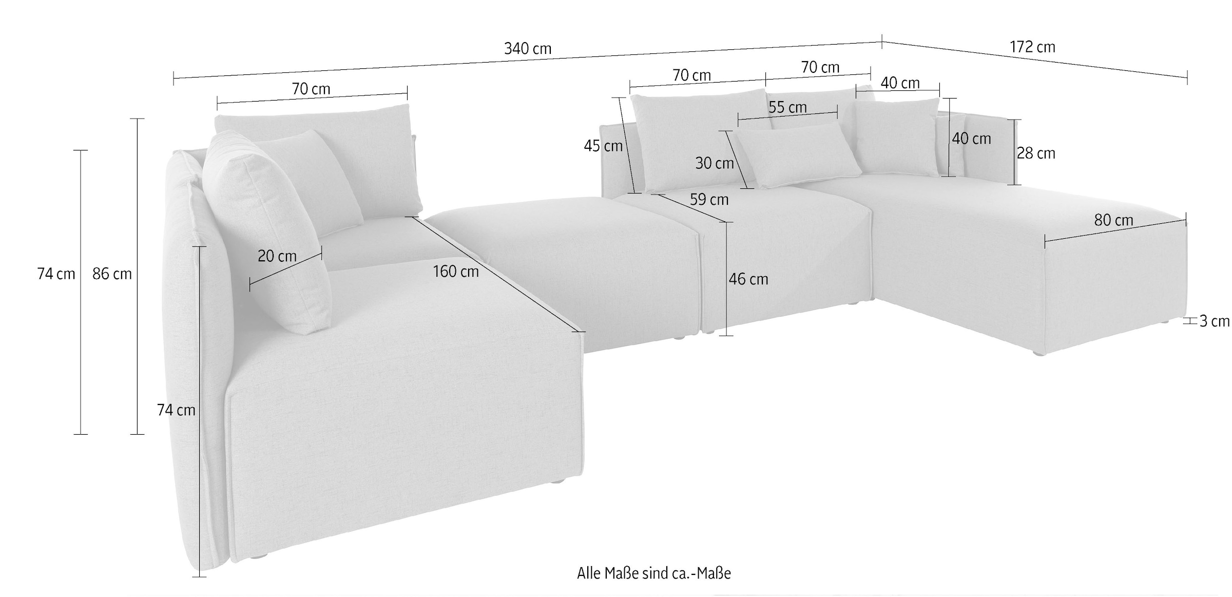 GOODproduct Wohnlandschaft »Nöre U-Form« 5 Teile, in vielen Bezugsqualitäten und Farben s. auch "Nöre"