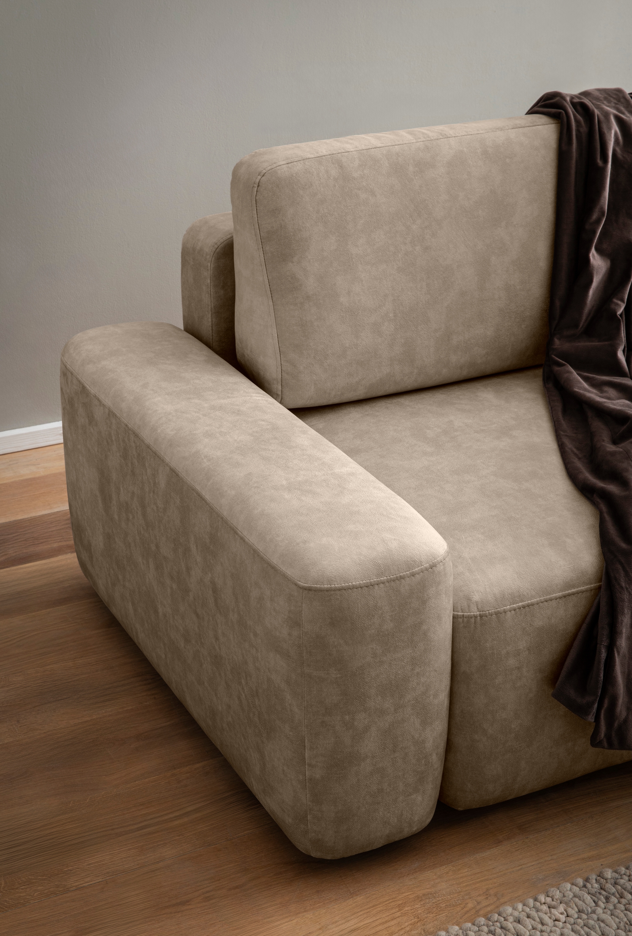 INOSIGN Ecksofa »TORGE (264cm), Schlafsofa in Cord, Samtvelours o Struktur fein, L-Form«, Schlaffunktion, Bettkasten, Liegefläche: 125/210 cm