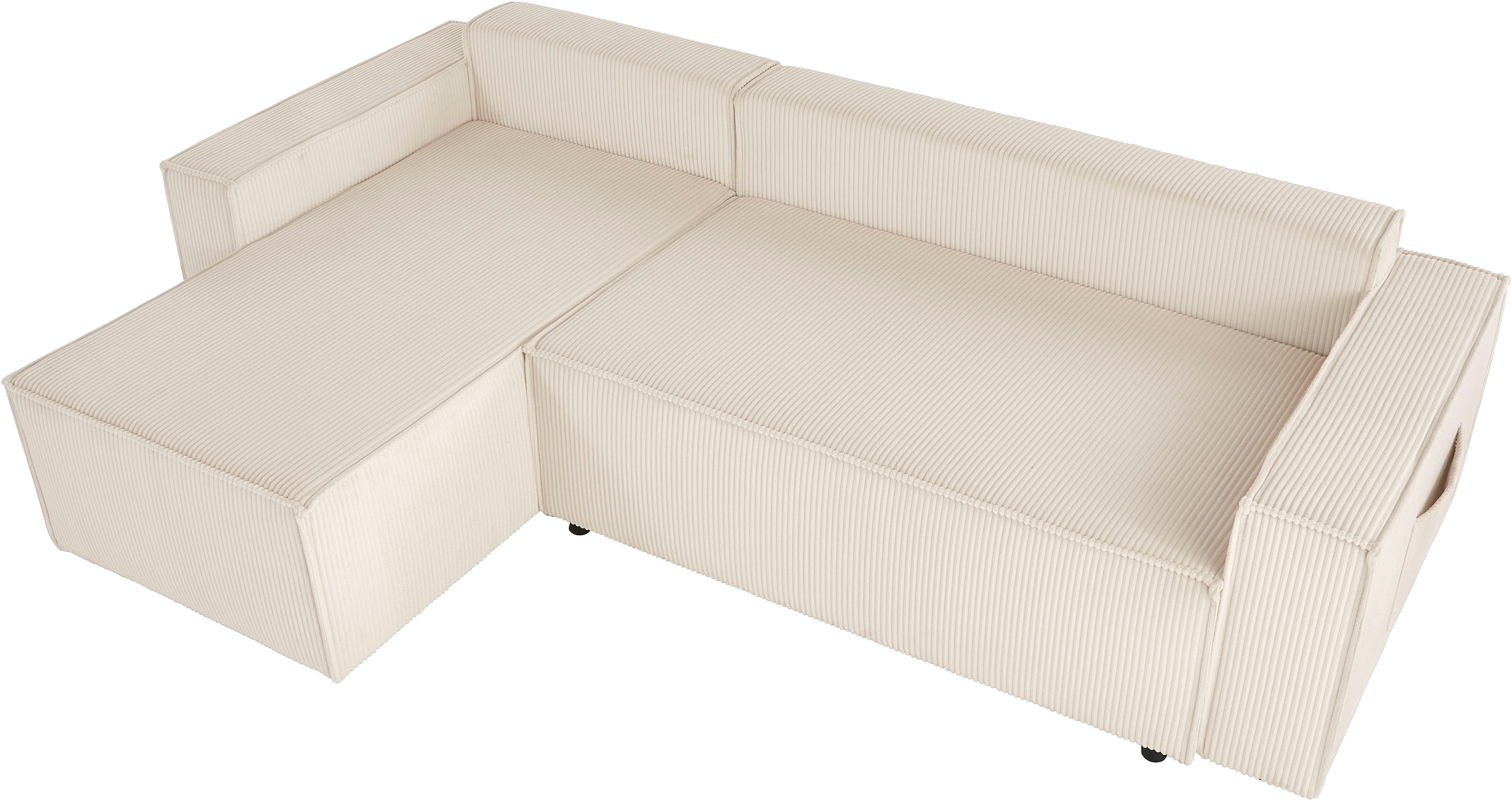 GOODproduct Canapé d'angle »CASSI L-Form, 241cm - OTTO. Verlässliche Qualität.« Schlaffunktion (133/200), Boxspring, Bettkasten, Cord, Unser Tiefpreis