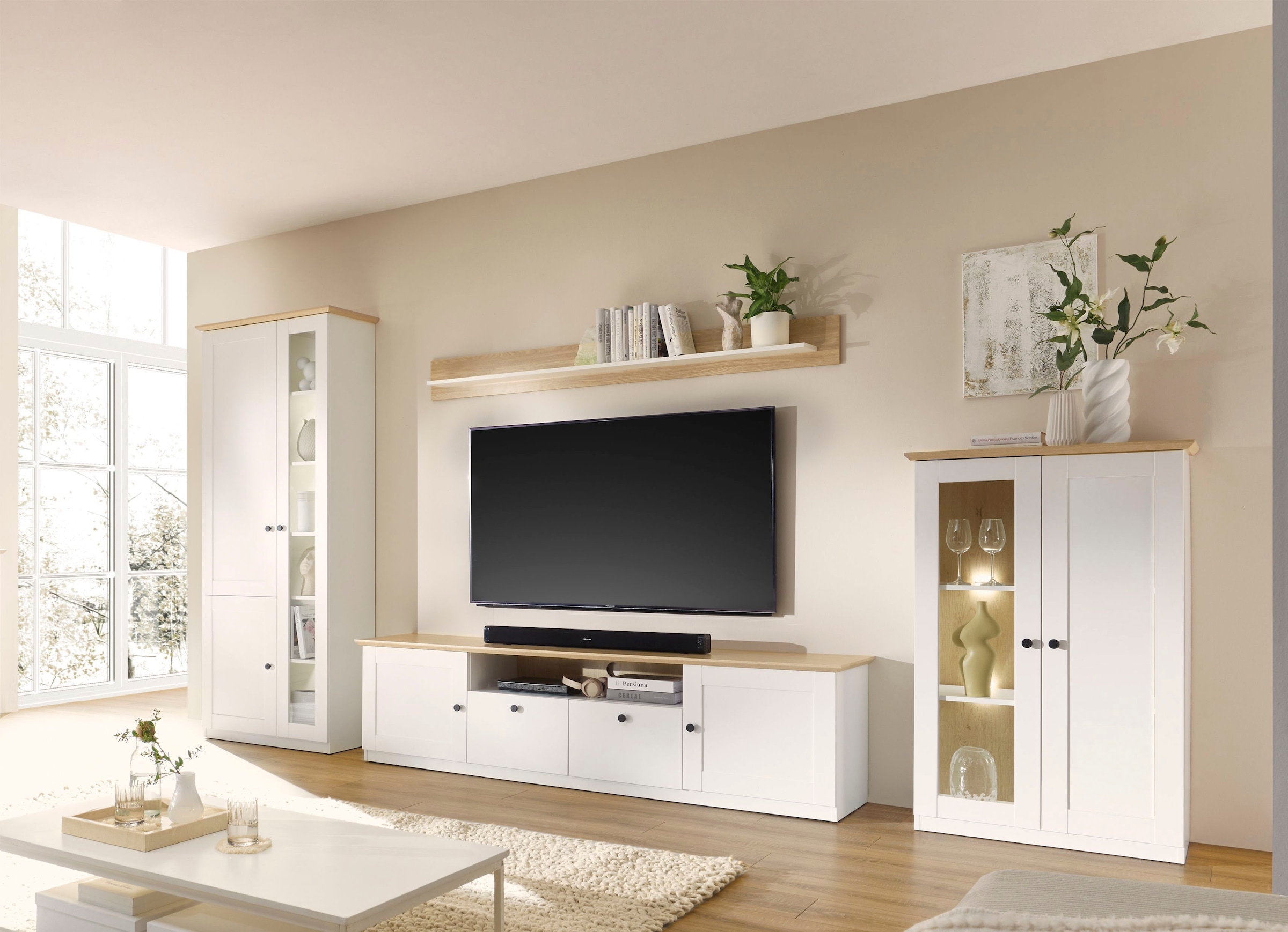 GOODproduct Wohnwand »Brest, Anbauwand im Landhausstil, Komplettset, Wohnzimmer-Set« Set, 4 Stk. tlg.