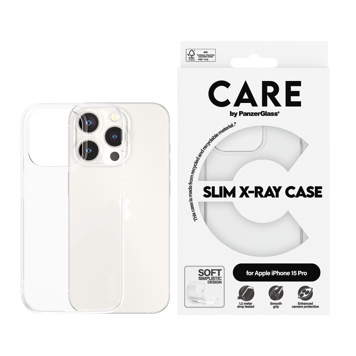 Image of CARE by PanzerGlass Handyhülle "Slim X-Ray Case für Apple iPhone 15 Pro Fashion X-Ray Soft" Smartphones Backcover, Schutzhülle, Handyschutzhülle, Case, Schutzcase, stossfest