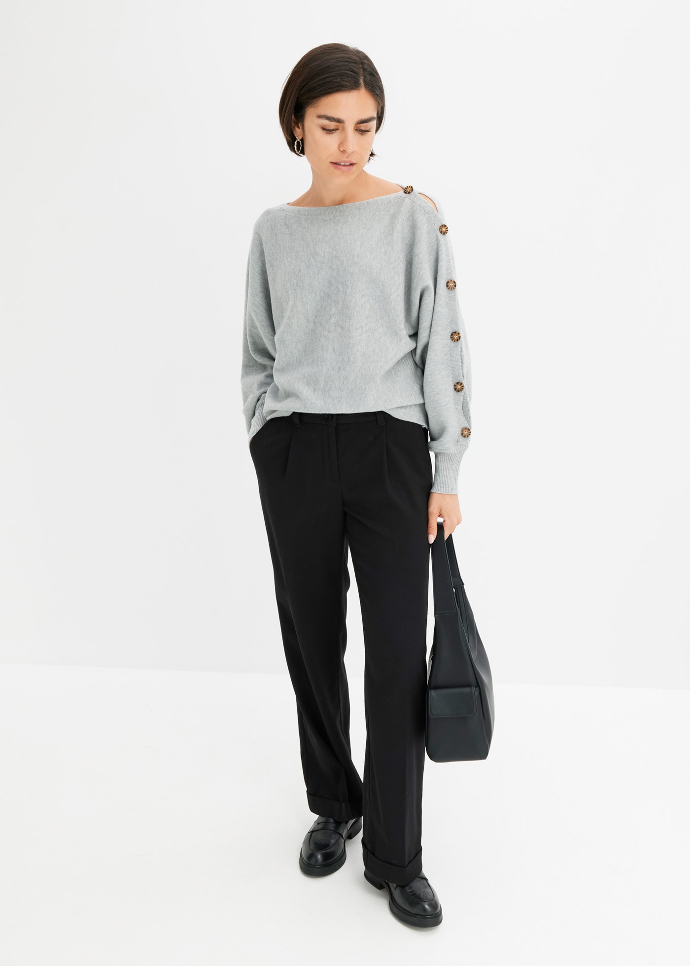 bonprix Pull en tricot »Pullover« aus Polyester und Polyamid, bequeme Passform