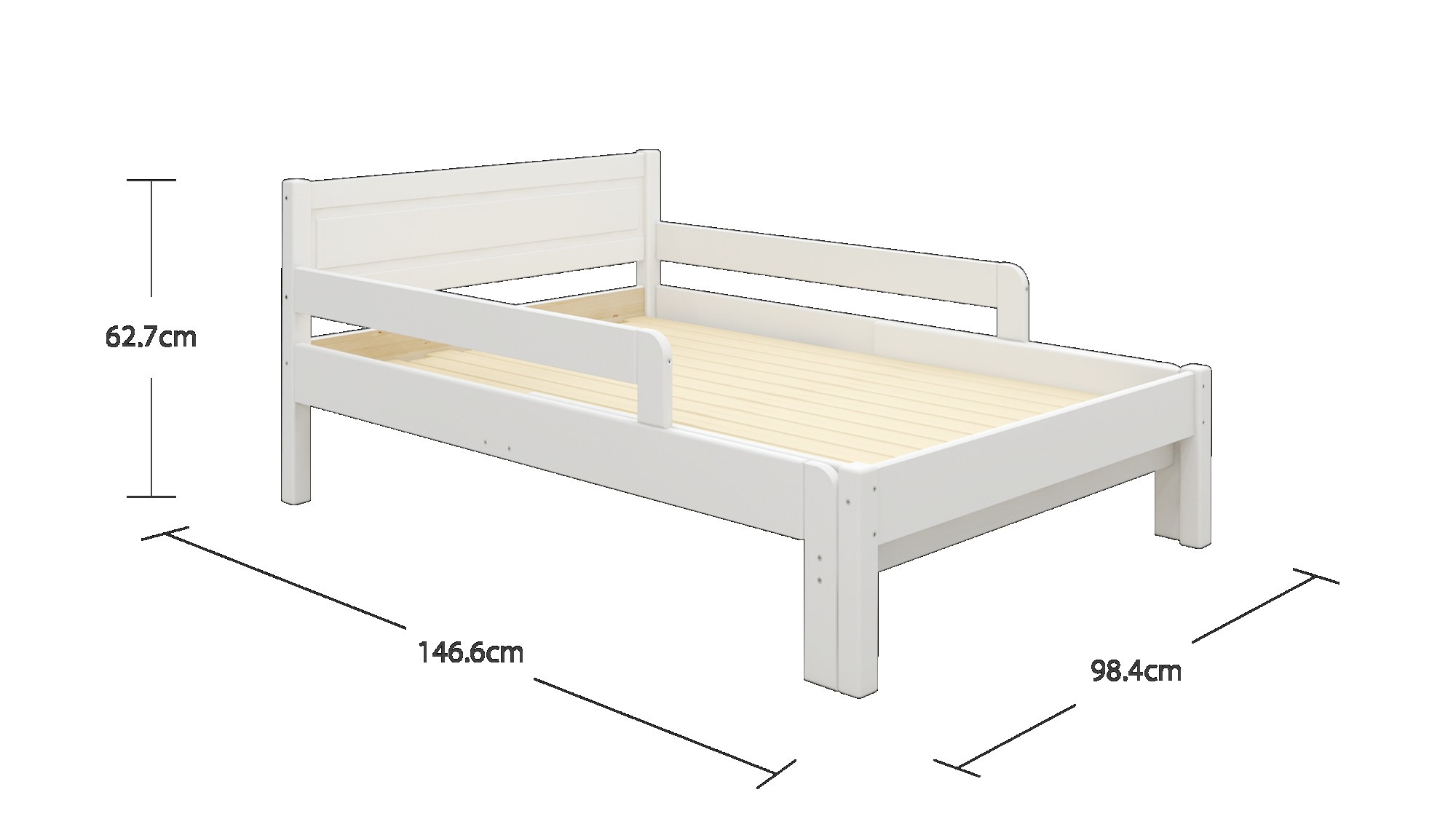 OTTO home Kinderbett »Hero, Bett, Massivholzbett, ausziehbar von 140 bis 200 cm«, aus massiver Kiefer, inklusive Lattenrost, Kassettenoptik, FSC®
