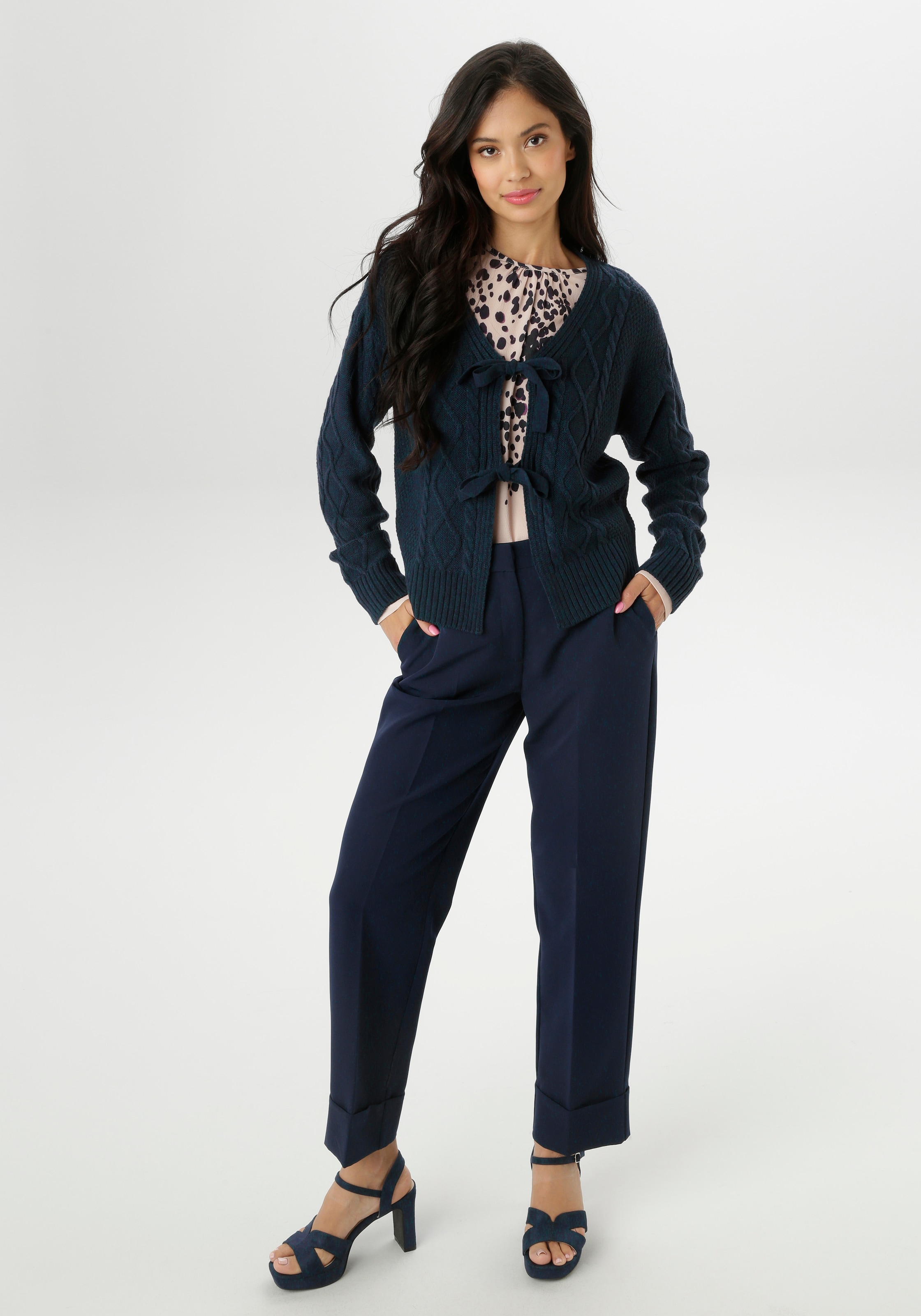 Aniston SELECTED Veste en tricot mit Zopf- und Rautenmuster