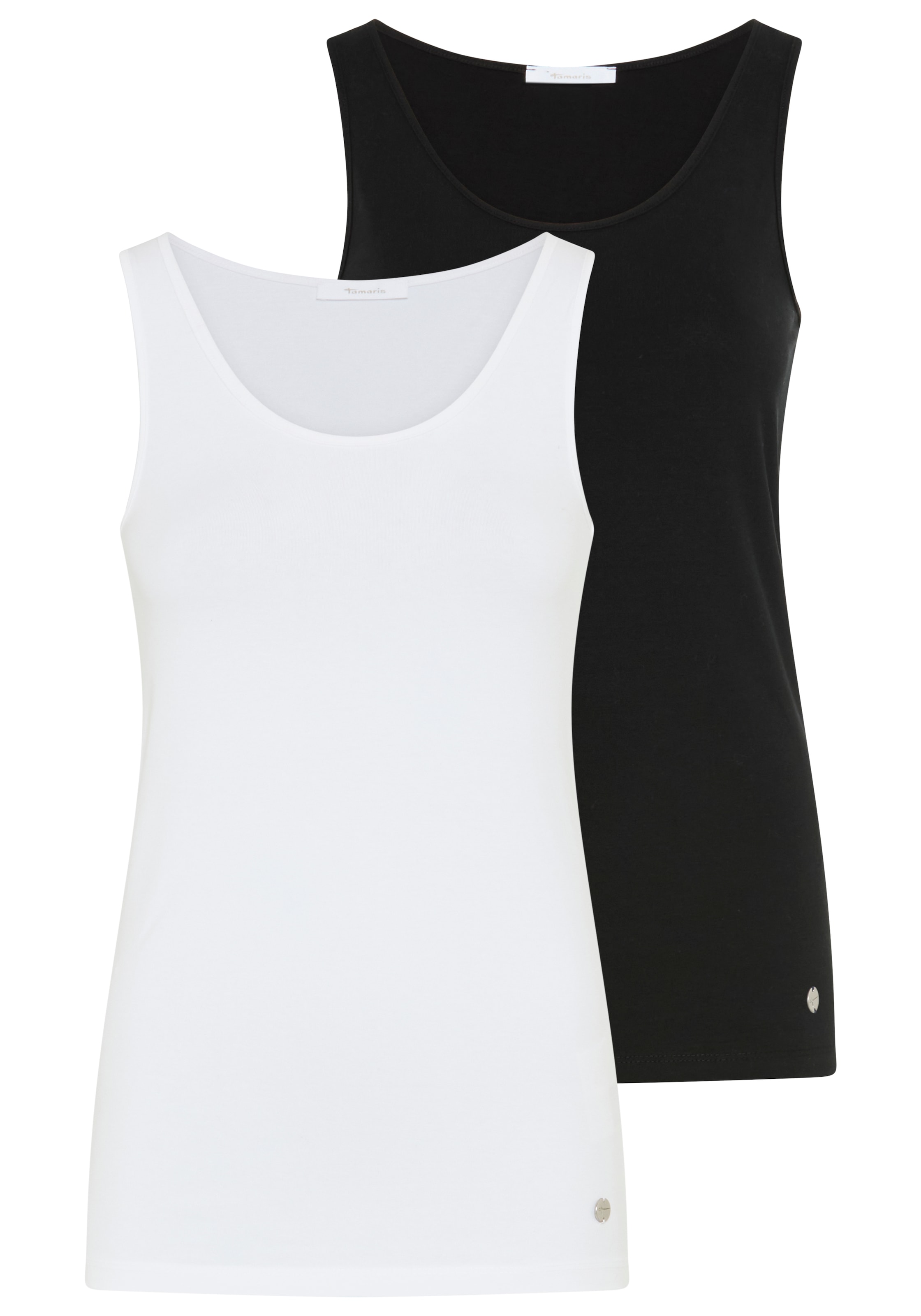 Image of Tamaris Tanktop "im Set, aus elastischer Baumwollmischung" 2er-Pack, figurbetonte Passform, unifarben, hüftbedeckende Länge