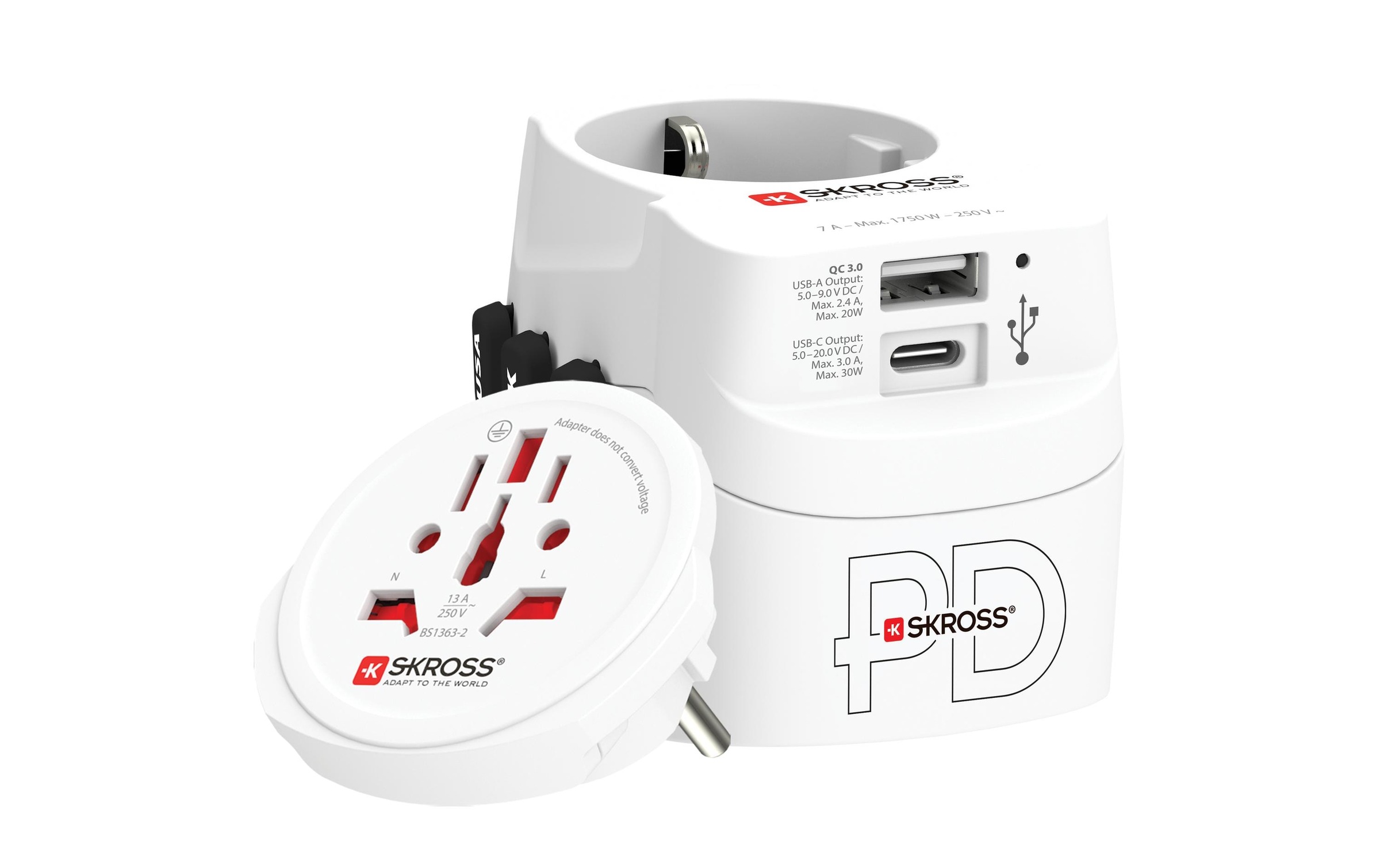 SKROSS Reiseadapter »Pro Light, 1 x USB-A und C AC30PD«