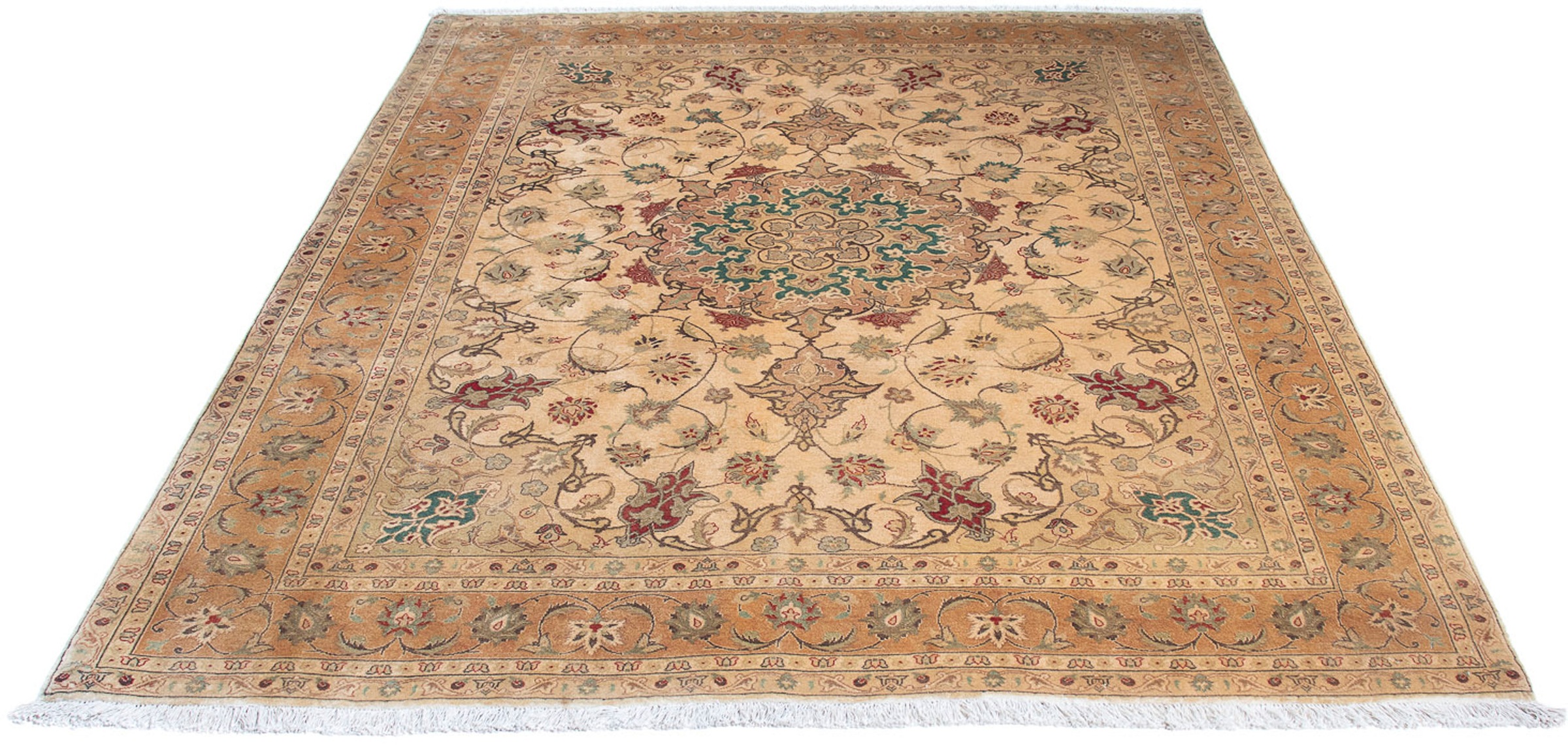 Image of morgenland Orientteppich »Perser - Täbriz - Royal - 203 x 156 cm - hellbraun«, rechteckig, 7 mm Höhe, Wohnzimmer, Handgeknüpft, Einzelstück mit Zertifikat bei Ackermann Versand Schweiz