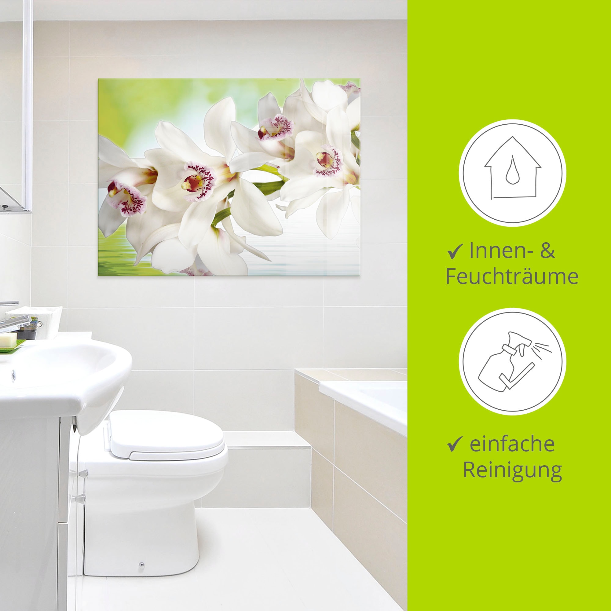 Artland Glasbild »Weisse Orchidee«, Blumen, (1 St.), in verschiedenen Grössen