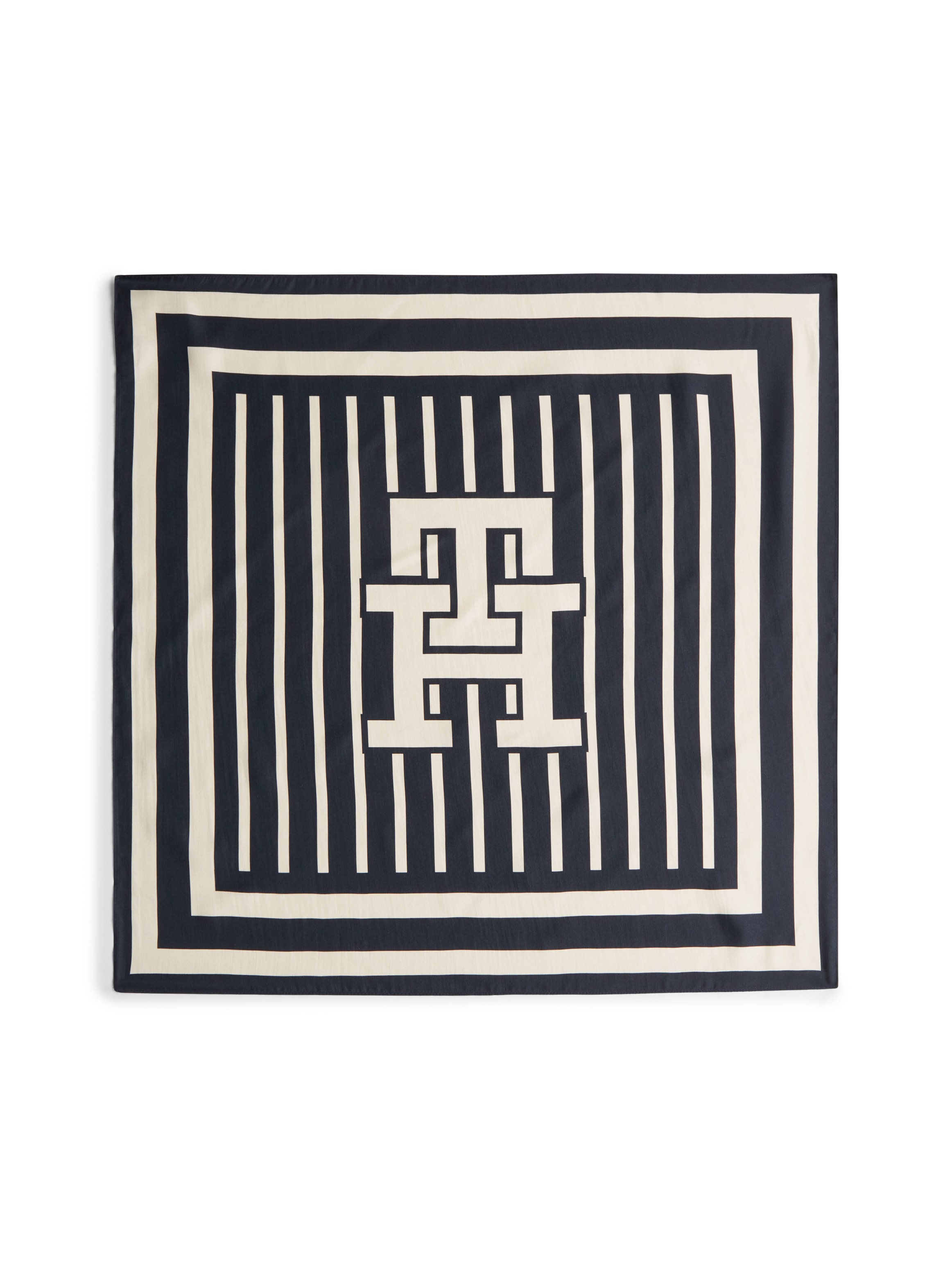 Tommy Hilfiger Foulard en soie »TH ELEVATED CHIC SILK SQUARE« im Streifen-Look und mit Logo-Print