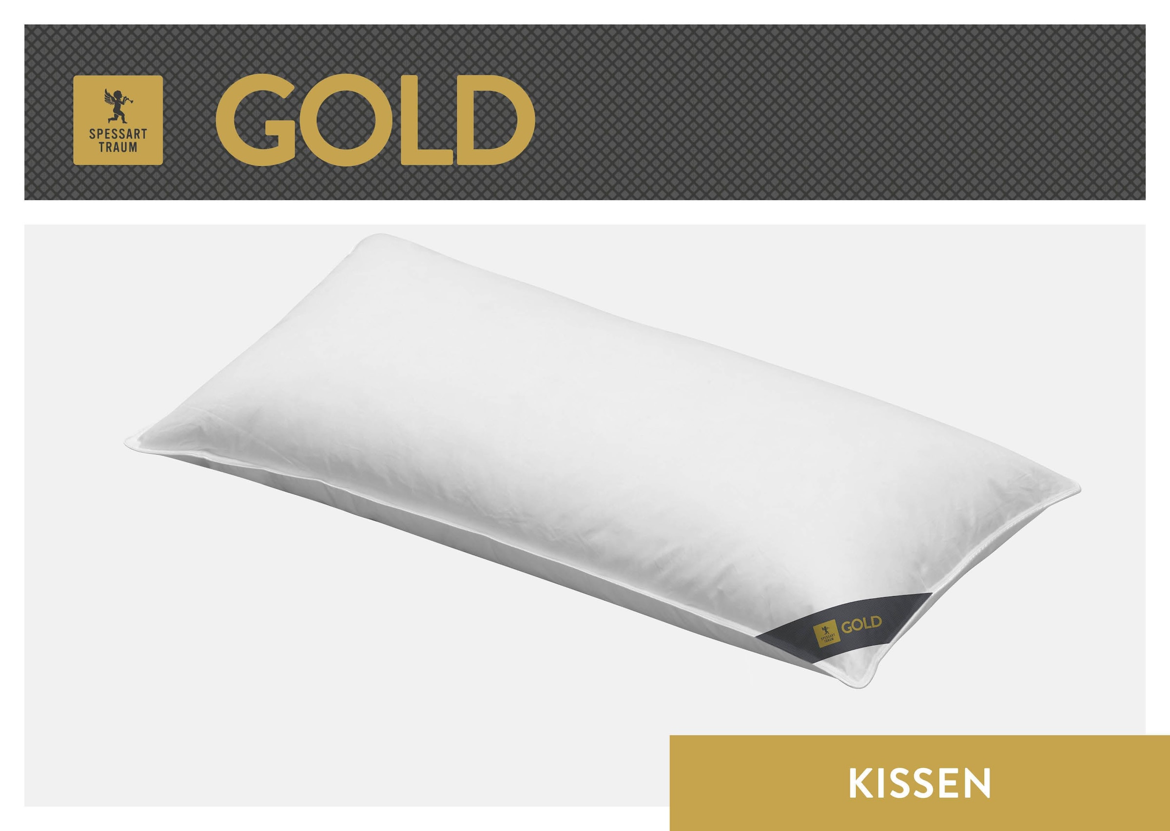Image of SPESSARTTRAUM Gänsefederkopfkissen "Gold" Füllung: 70Gaensefedern30Gaensedaunen 1 Stk. tlg. hergestellt in Deutschland, allergikerfreundlich