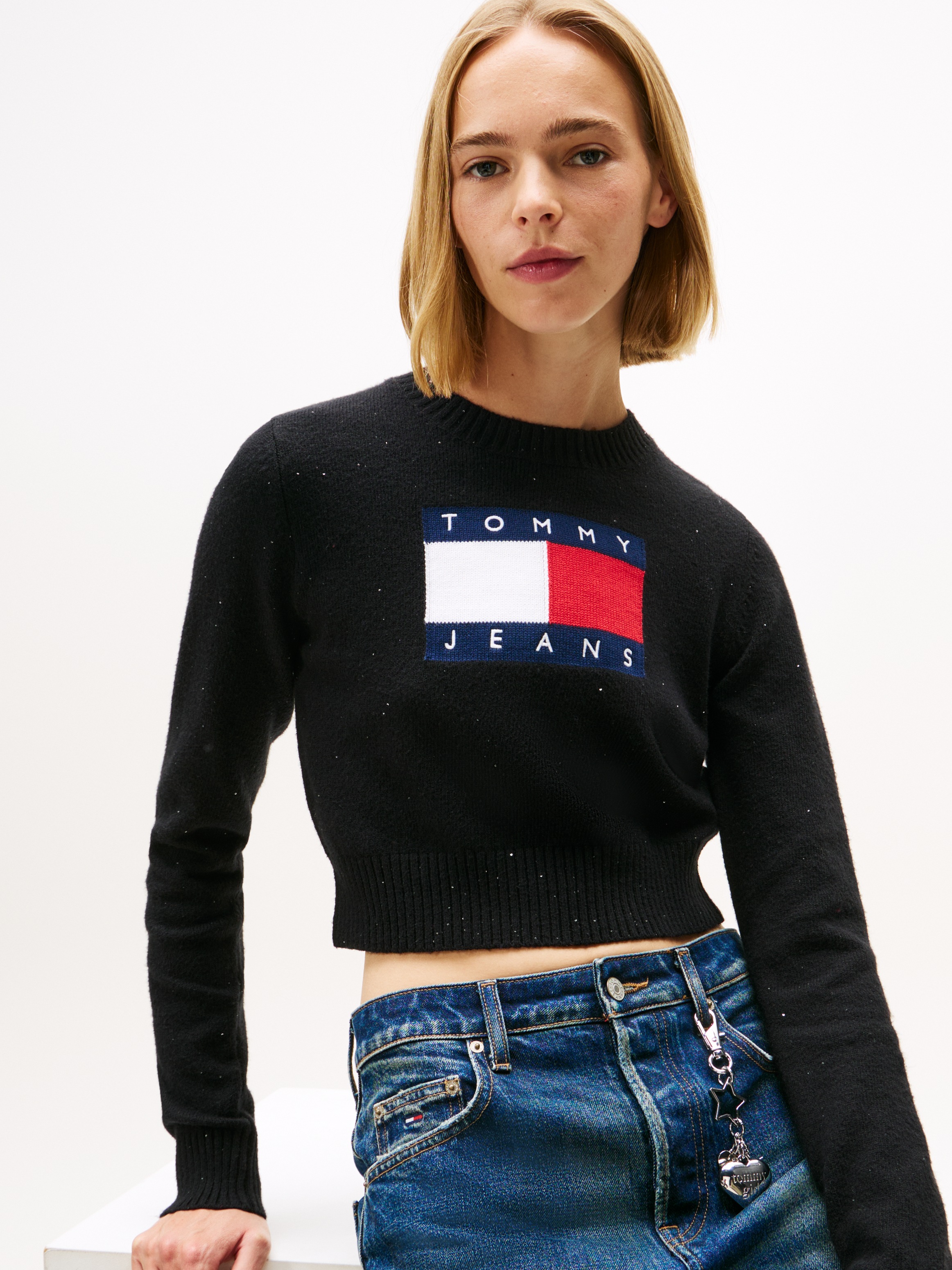 Tommy Jeans Strickpullover »TJW SPARKLE FLAG SWEATER EXT«
