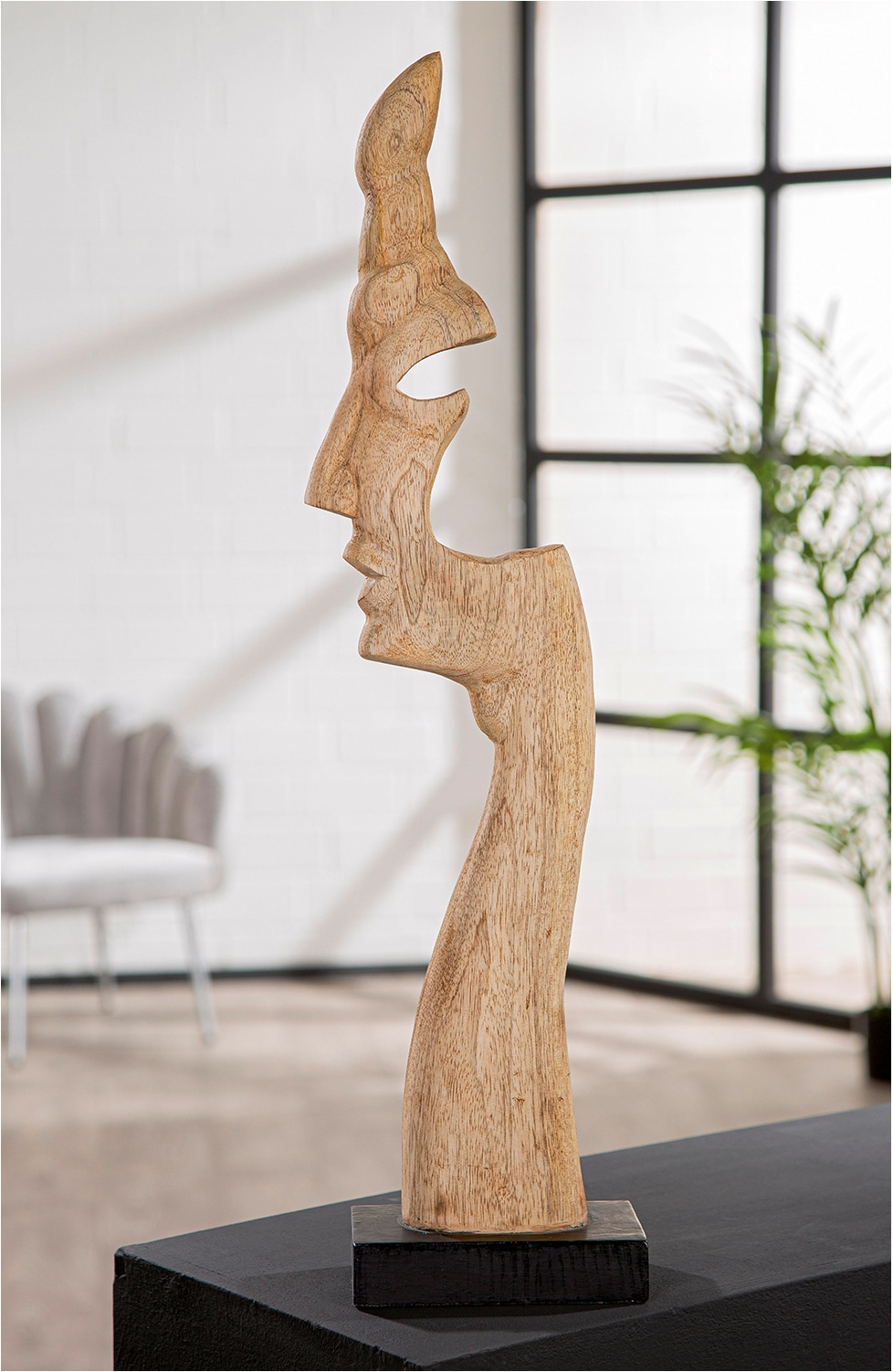 GILDE Skulptur »Skulptur Gesicht Silhouette naturfarben« Gesicht Dekoobjekt zeitgenössische Kunst abstrakte Köpfe
