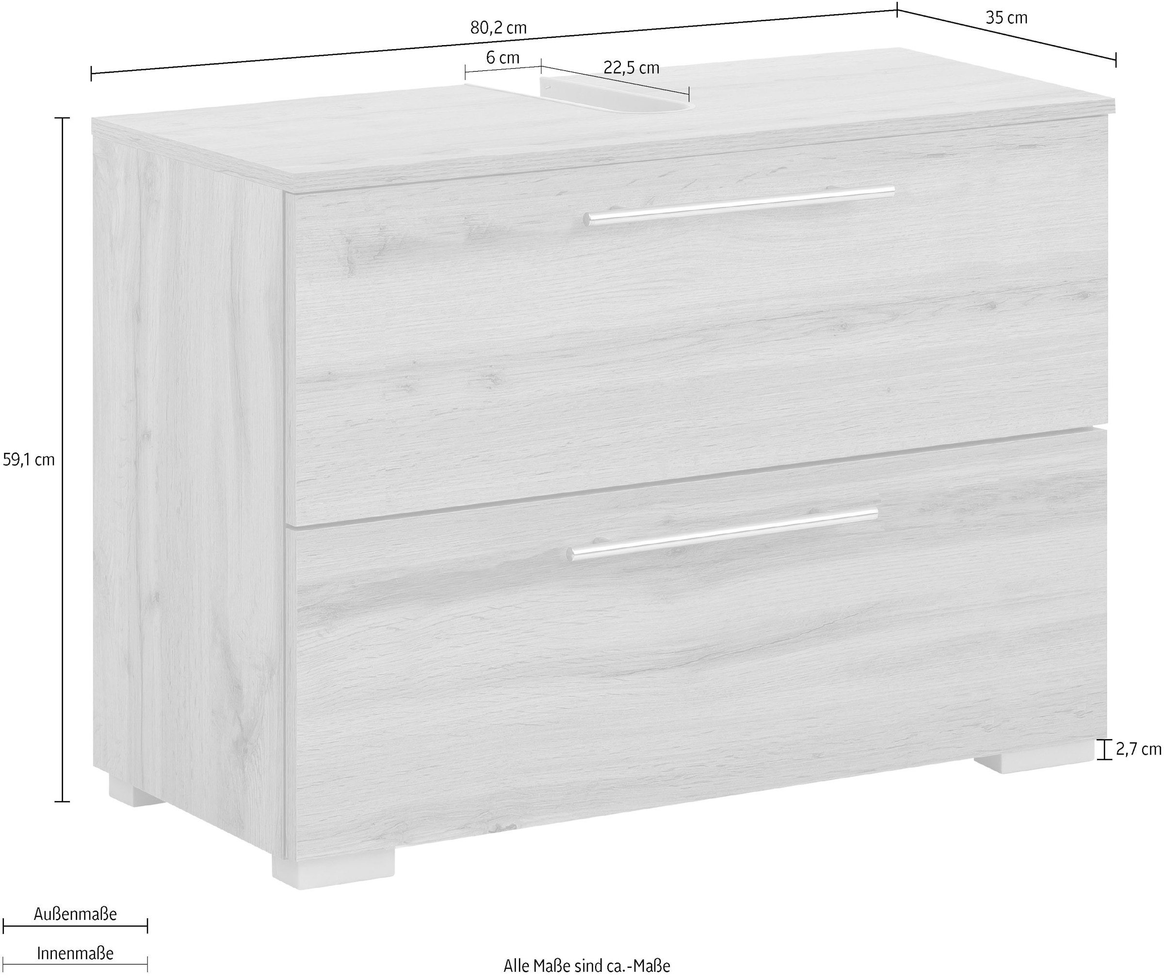 Schildmeyer Waschbeckenunterschrank »Carlos«, Breite 80 cm