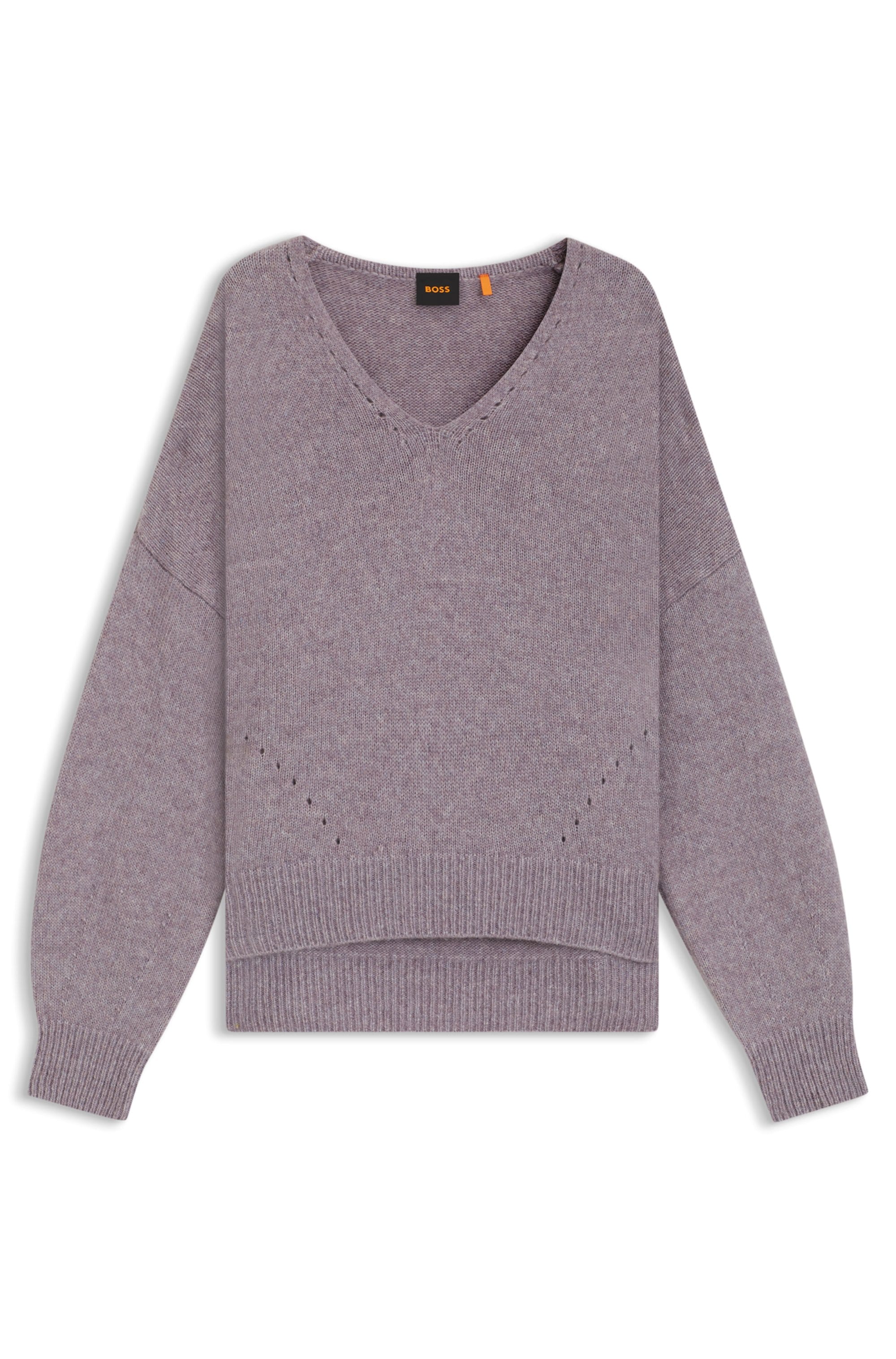 BOSS ORANGE Strickpullover »Fondyssa Premium Damenmode« im Relaxed Fit, V-Ausschnitt