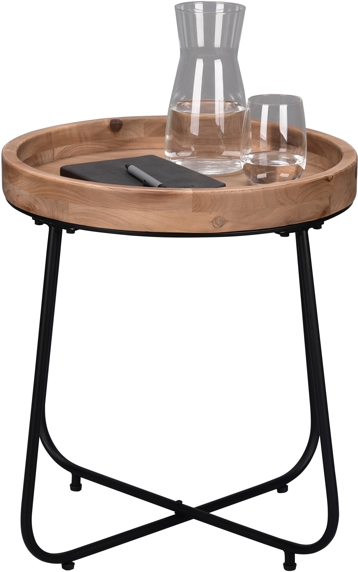 MIRRORS AND MORE Table d'appoint »Jette« 1 cuis tlg. plateau en bois massif de haute qualité